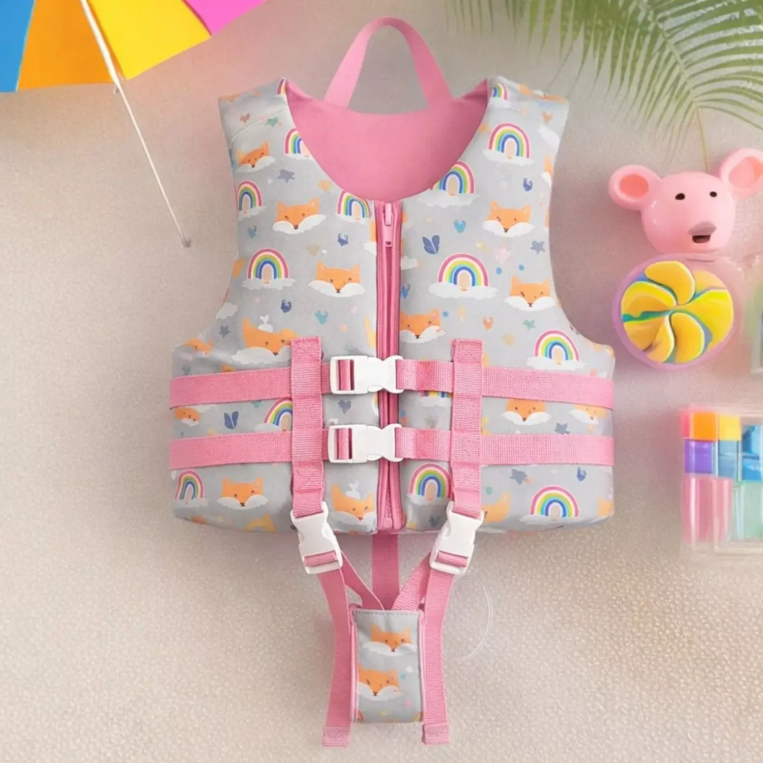 Chaleco Salvavidas Infantil Ajustable Rainbow Pool24k Verano-6