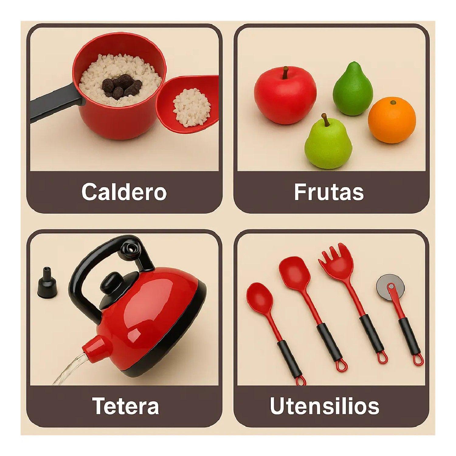 Set Cocina Juguete 73 Piezas Mini Chef Accesorios Niños Rojo-2