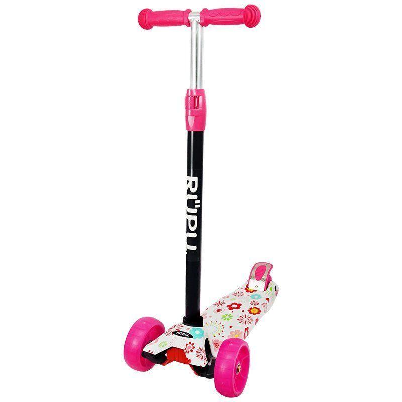 Scooter Monopatin Rupu Flores Niñas Regulable Ruedas Led-2