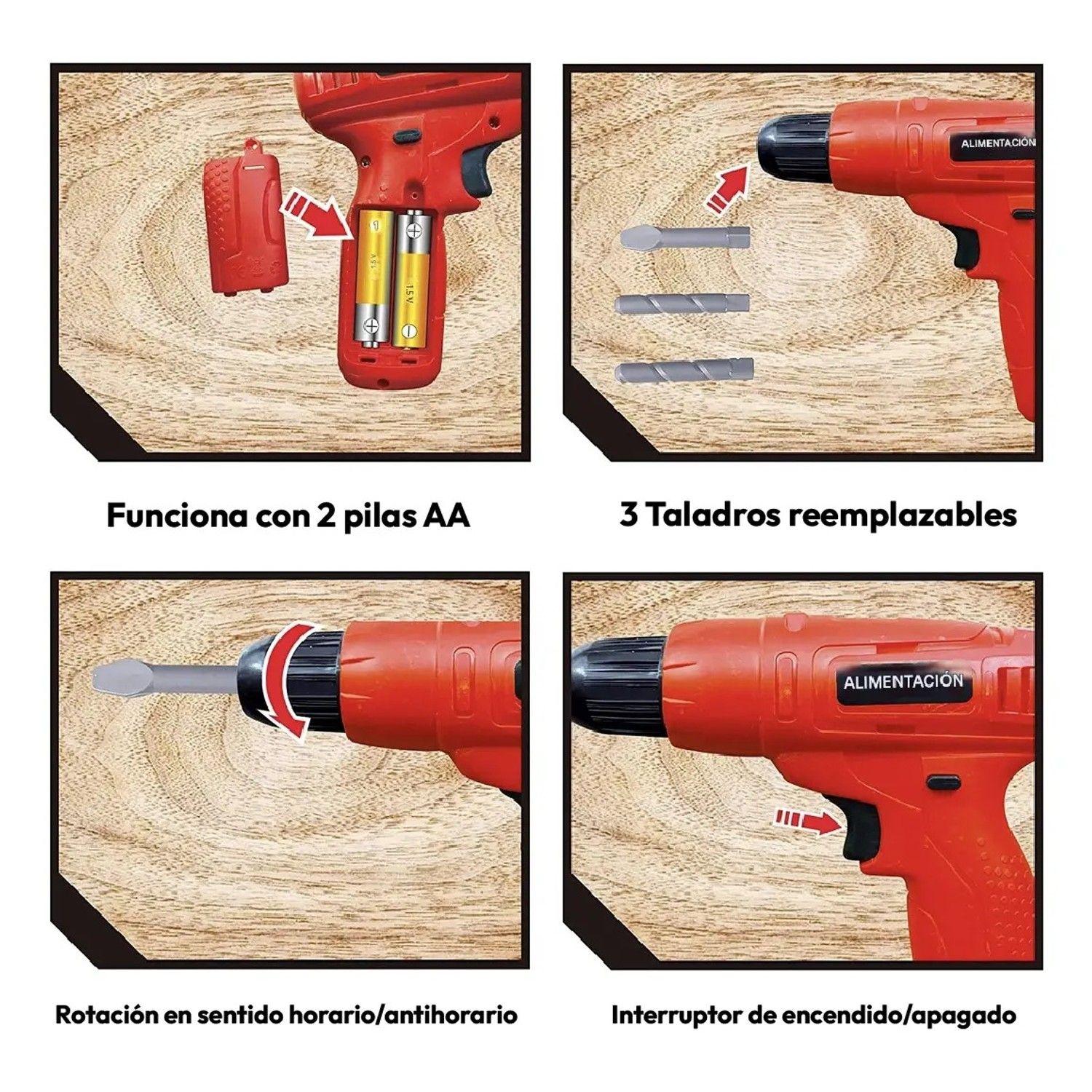Set Herramientas Juguete 42 Piezas Taladro Eléctrico Niños-2