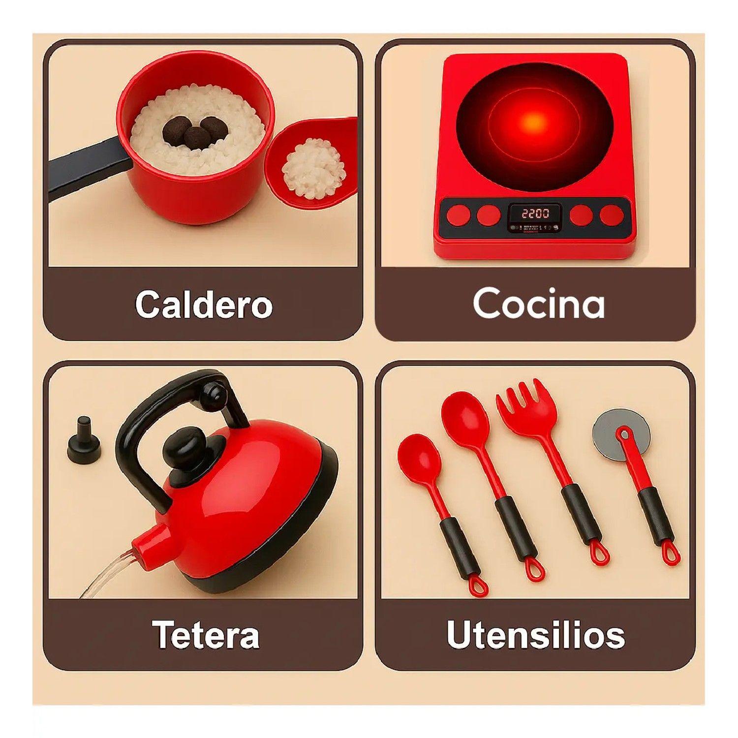 Set Cocina Juguete 89 Piezas Mini Chef Accesorios Niños Rojo-2