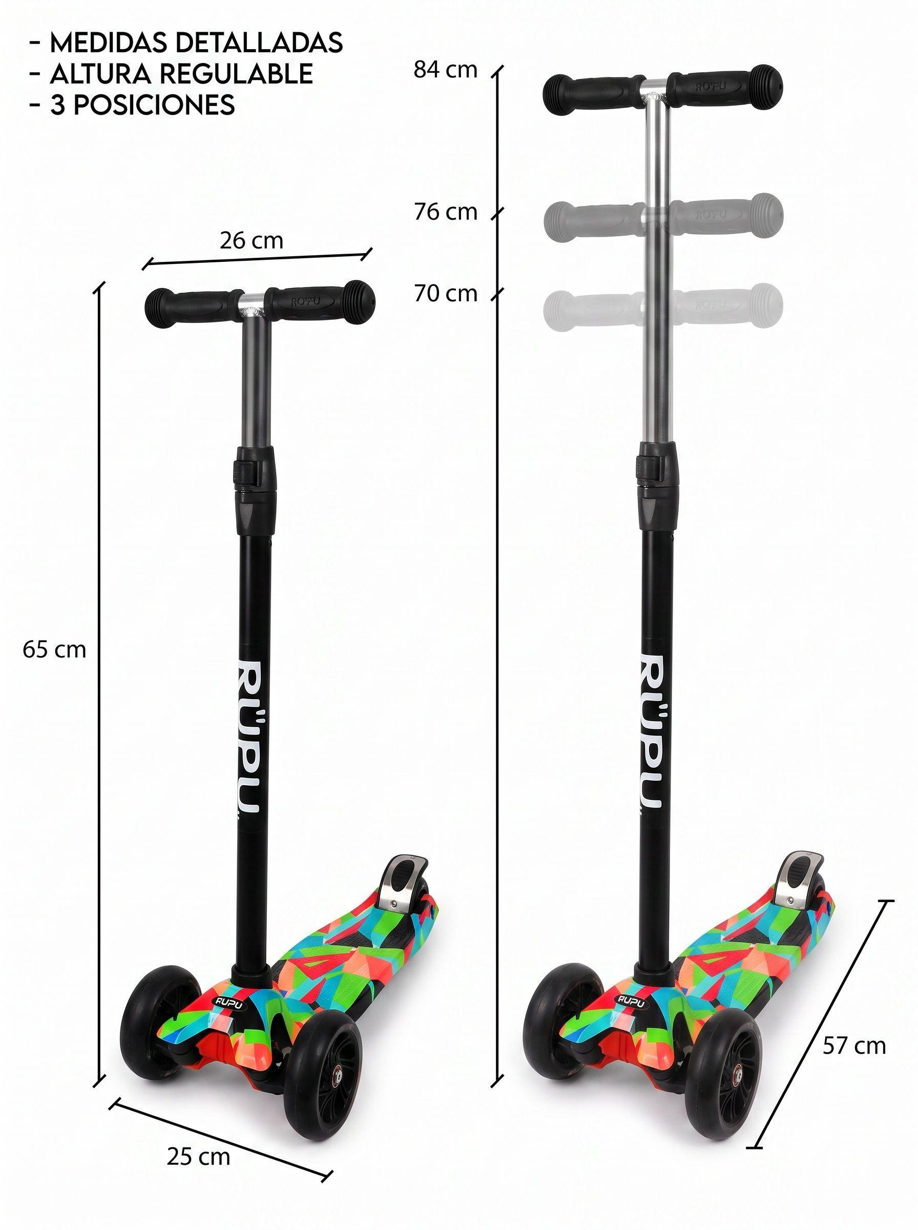 Scooter Monopatin Rupu Scootart Wave Regulable Rueda Led-4