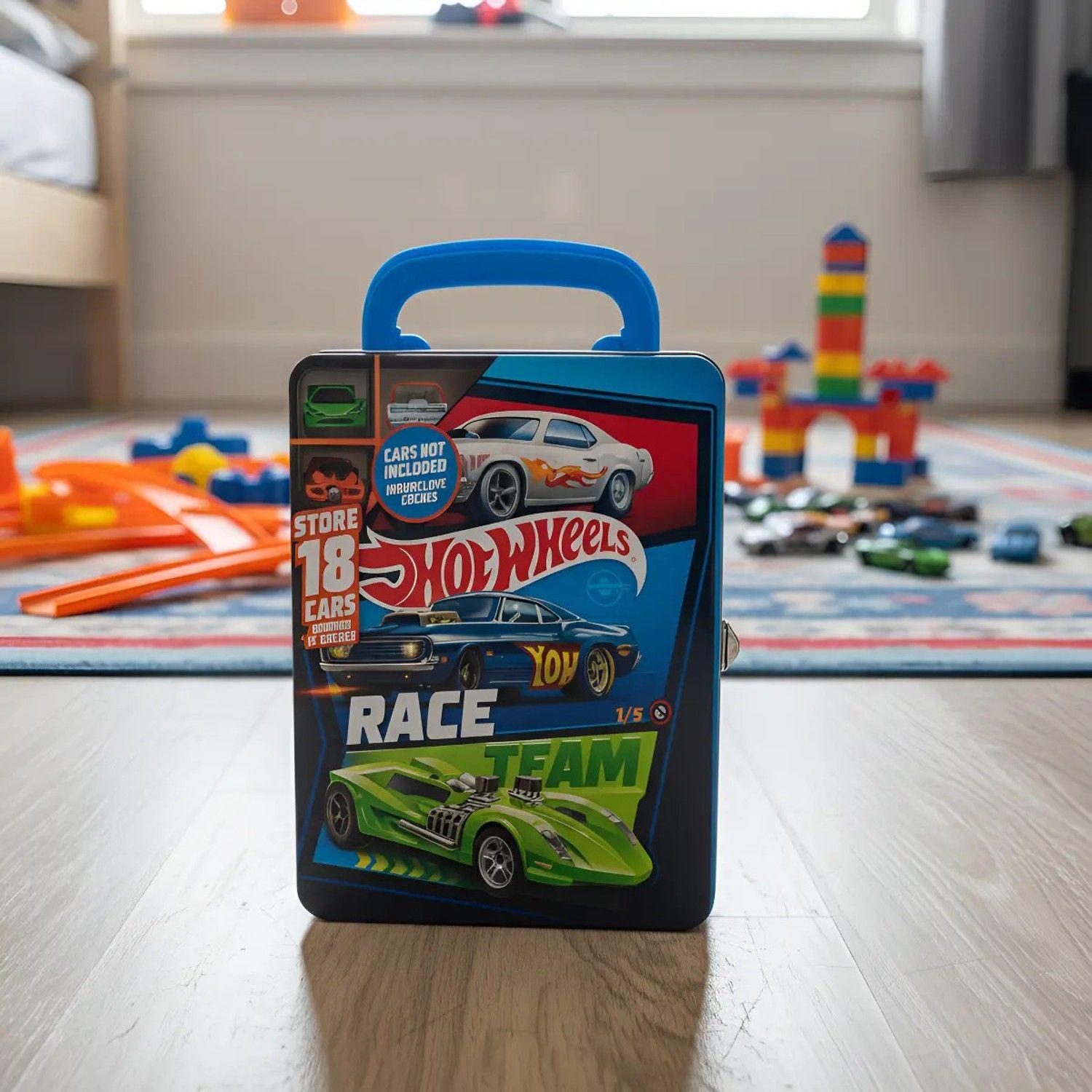 Caja Hot Wheels Guarda 18 Autos Estuche Metálico Juguete-3