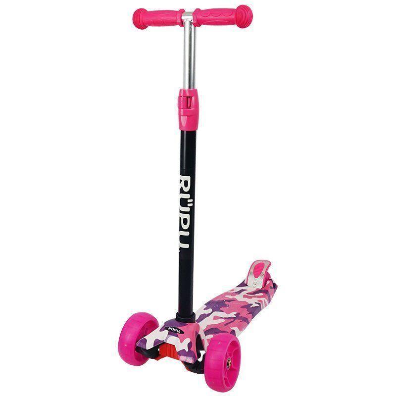 Scooter Monopatin Army Pink Niñas Rupu Rueda Led Regulable-2