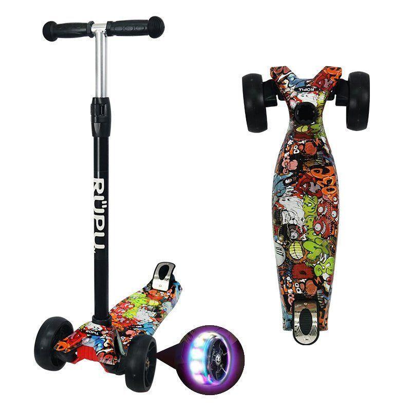 Scooter Monopatin Rupu Cartoons Two Niños Regulable Rueda Led-0