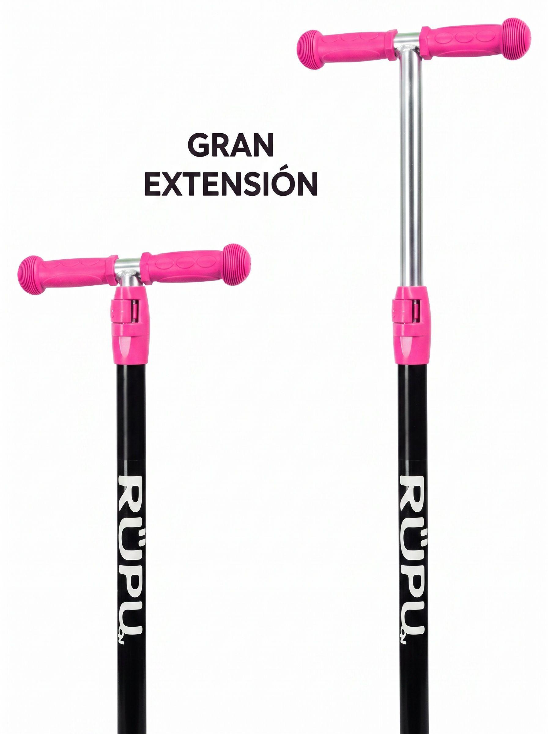 Scooter Monopatin Rupu Rosas Niñas Regulable Ruedas Led-3