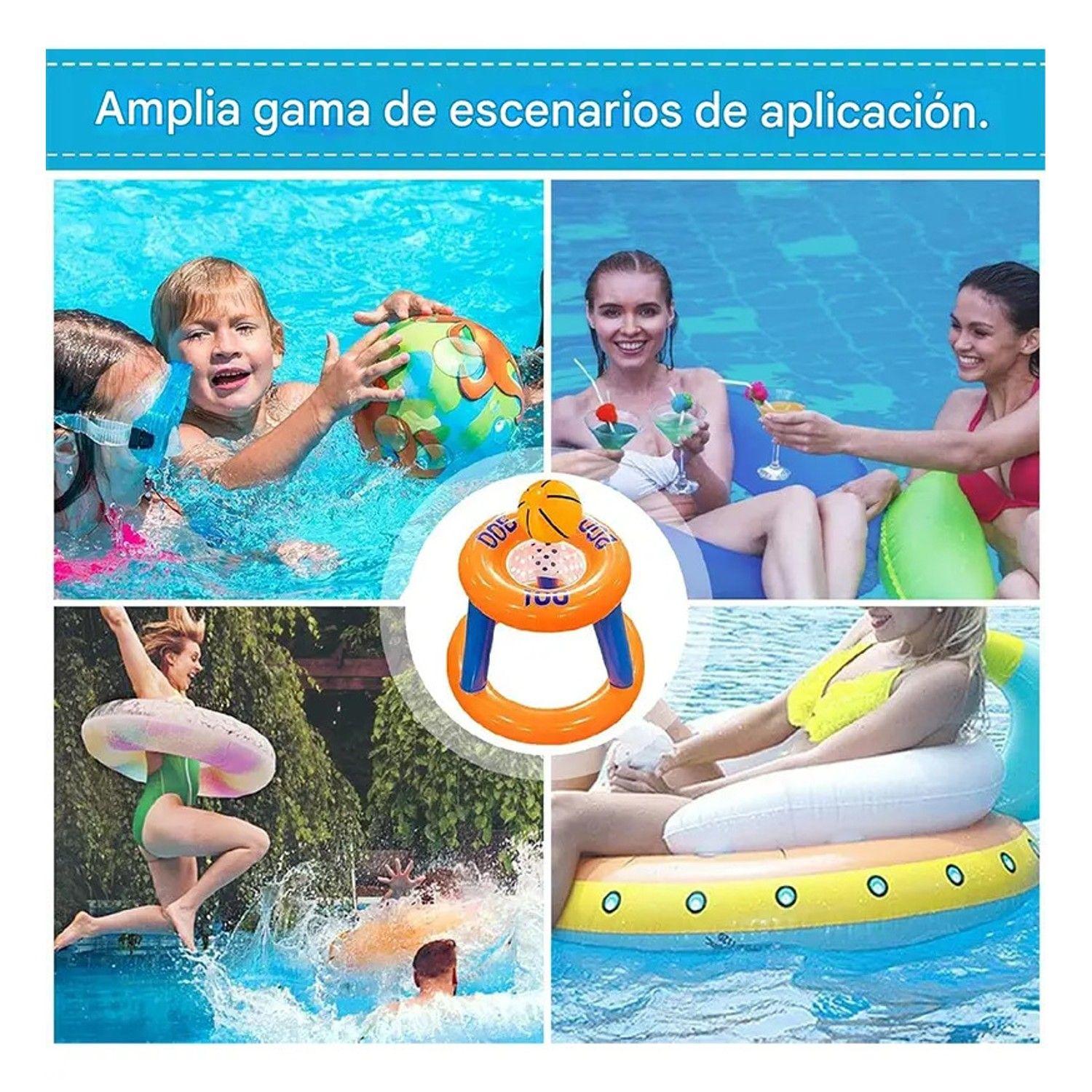 Juego Inflable Aro Basquet Pelota Piscina Niños Pool24k-2
