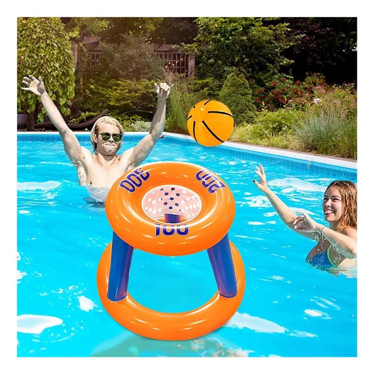 Juego Inflable Aro Basquet Pelota Piscina Niños Pool24k-4