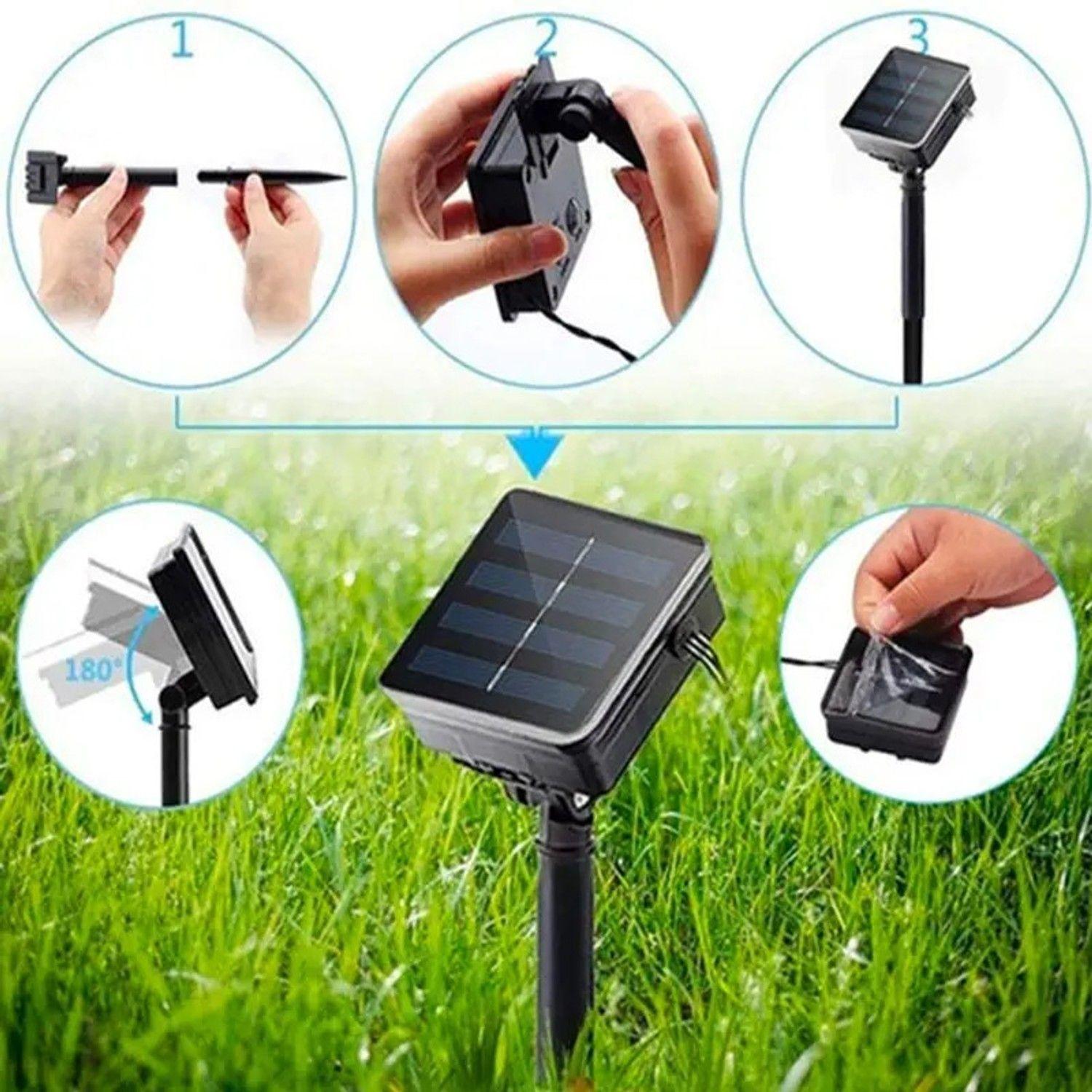 Luces Hada Alambre Guirnalda Solar 200 Led Multicolor 20m-6