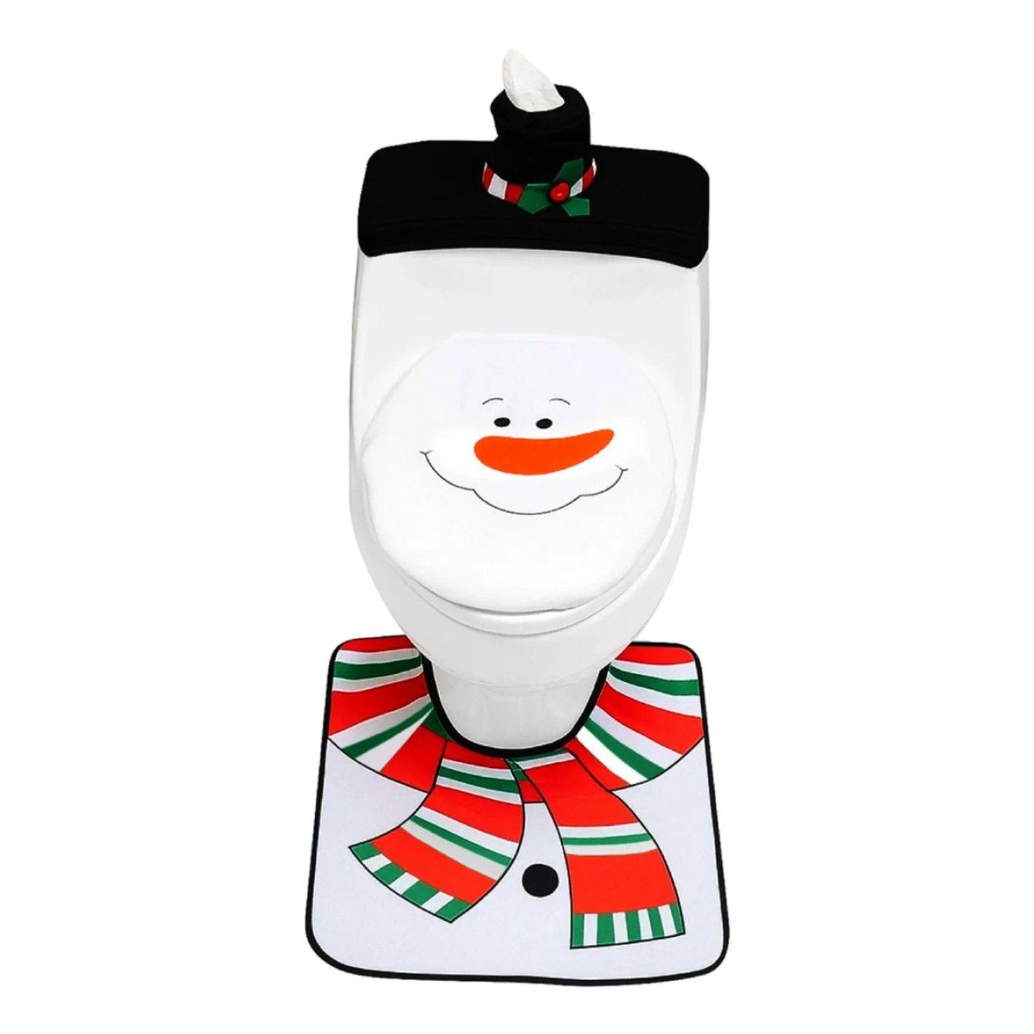 Set De Baño Muñeco De Nieve 3 Piezas Adorno Navidad-0