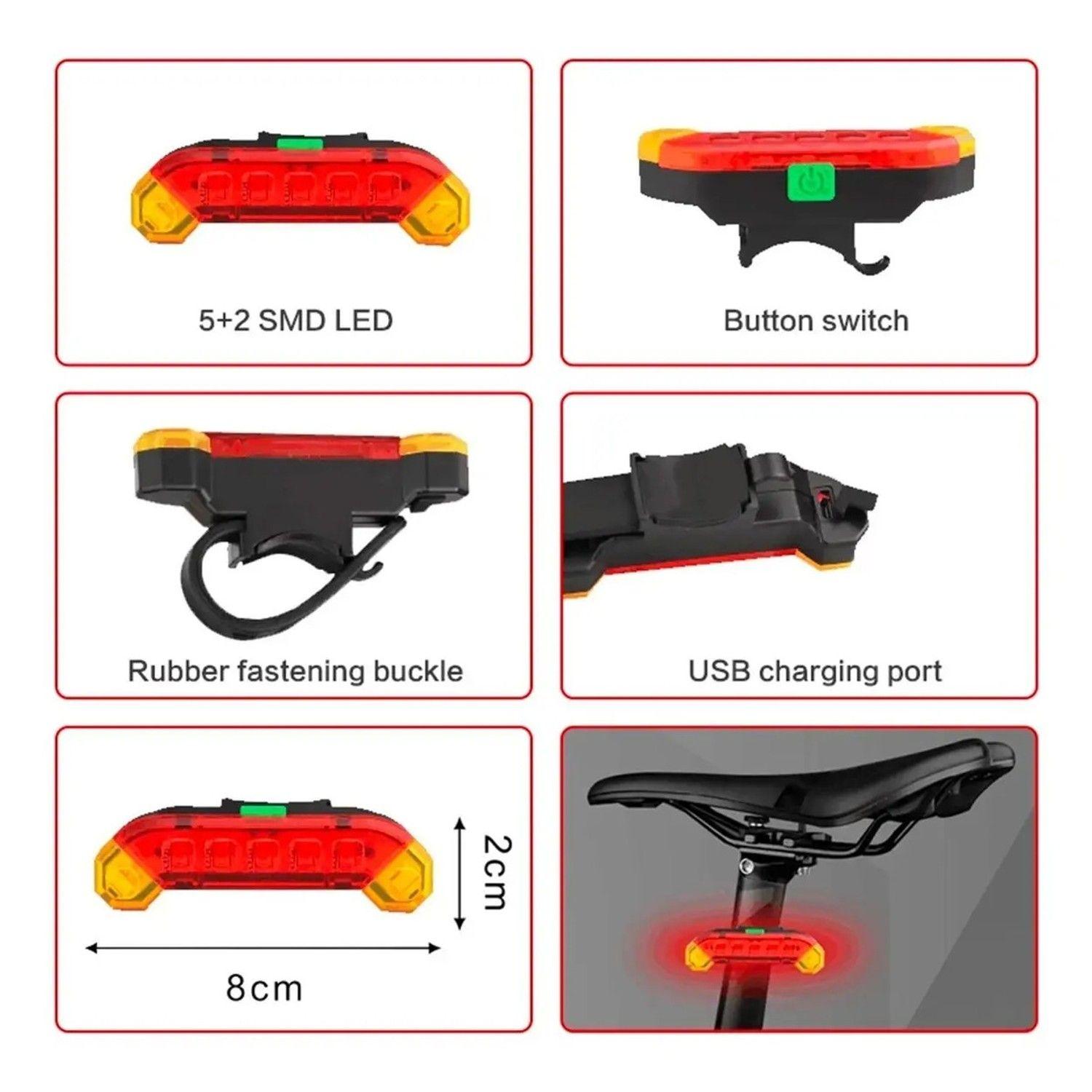 Luz Led Para Bicicleta Ld-228 Trasera Recargable Usb Ipx6-5