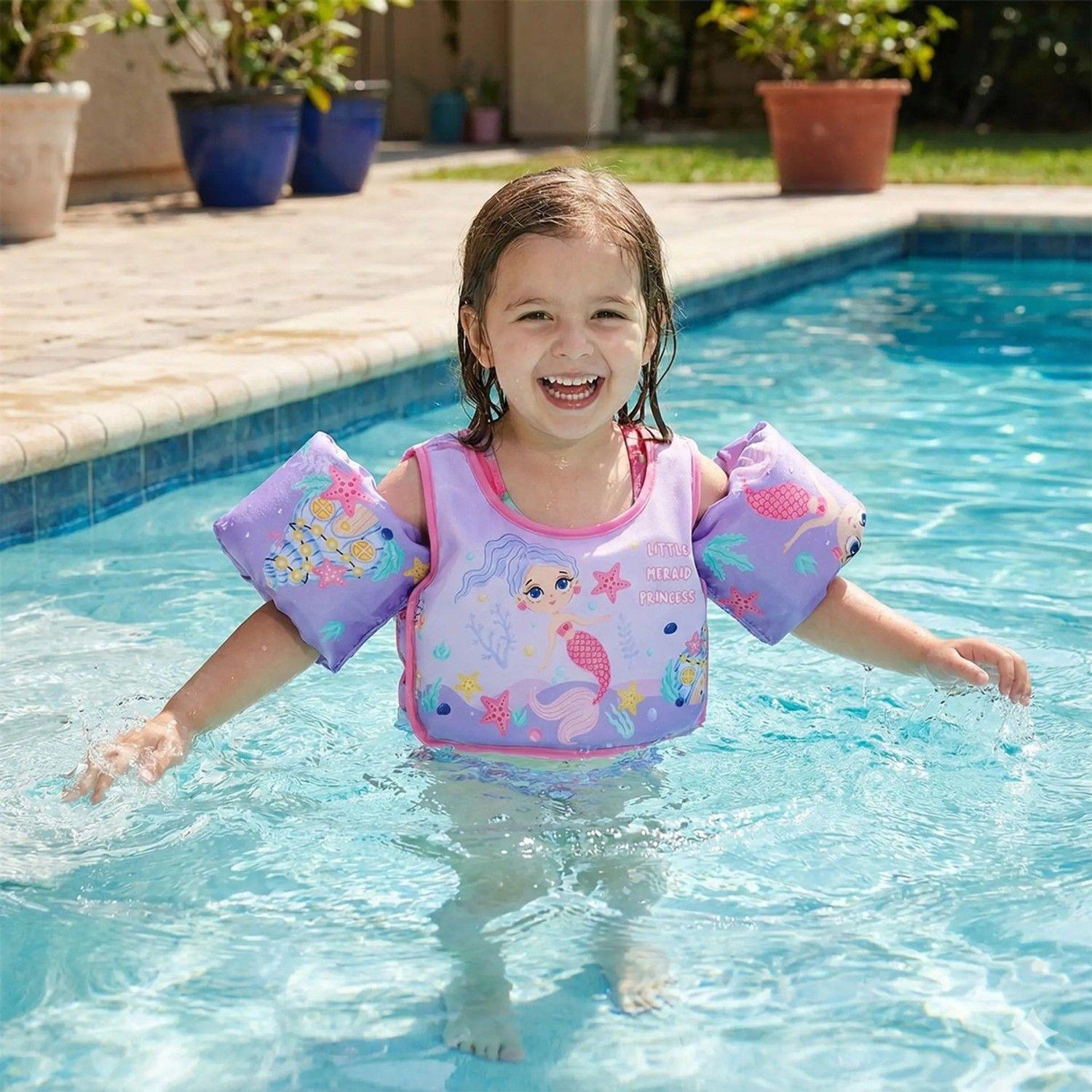Chaleco Flotador Sirenita Niñas 4 A 8 Años Piscina Verano-1