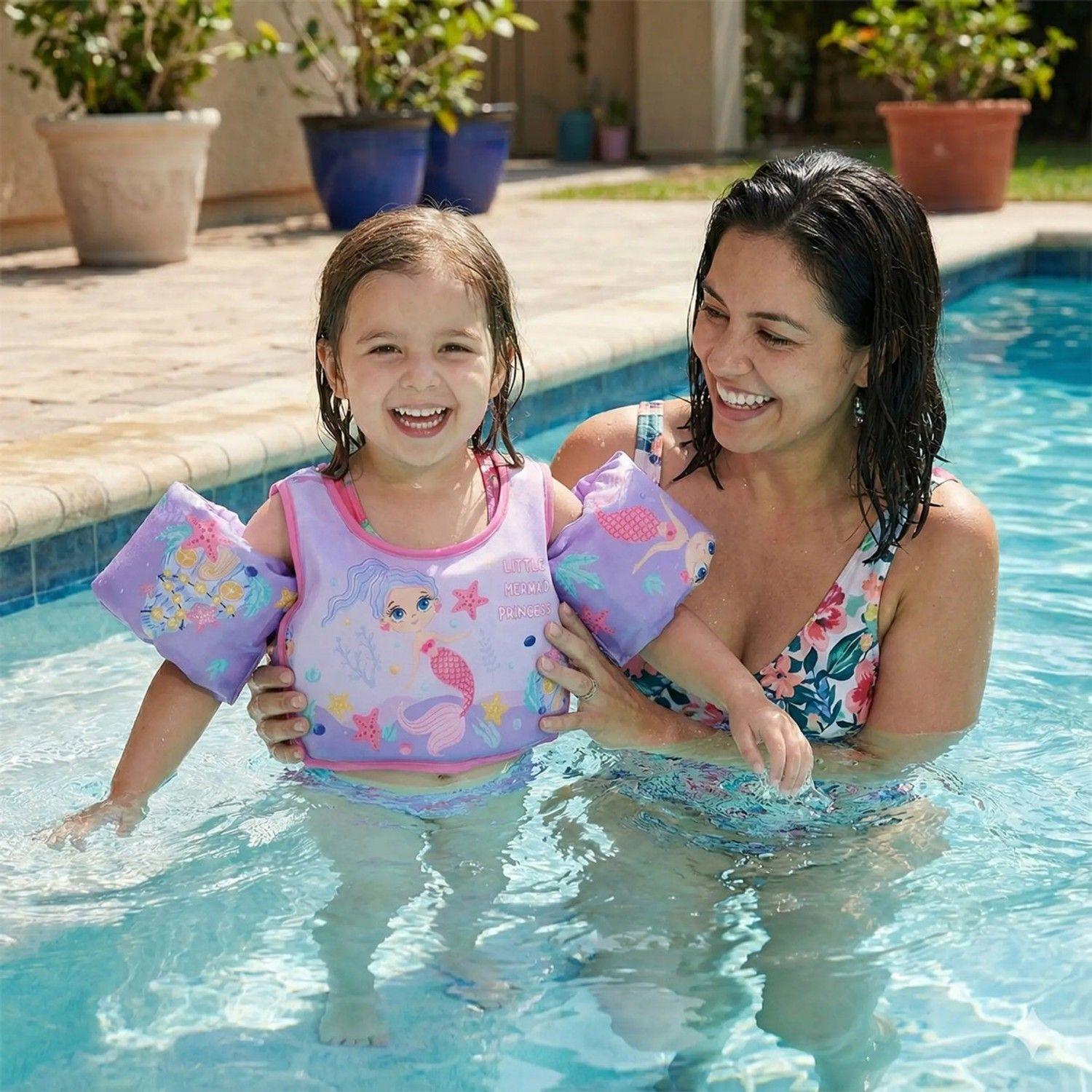 Chaleco Flotador Sirenita Niñas 4 A 8 Años Piscina Verano-2