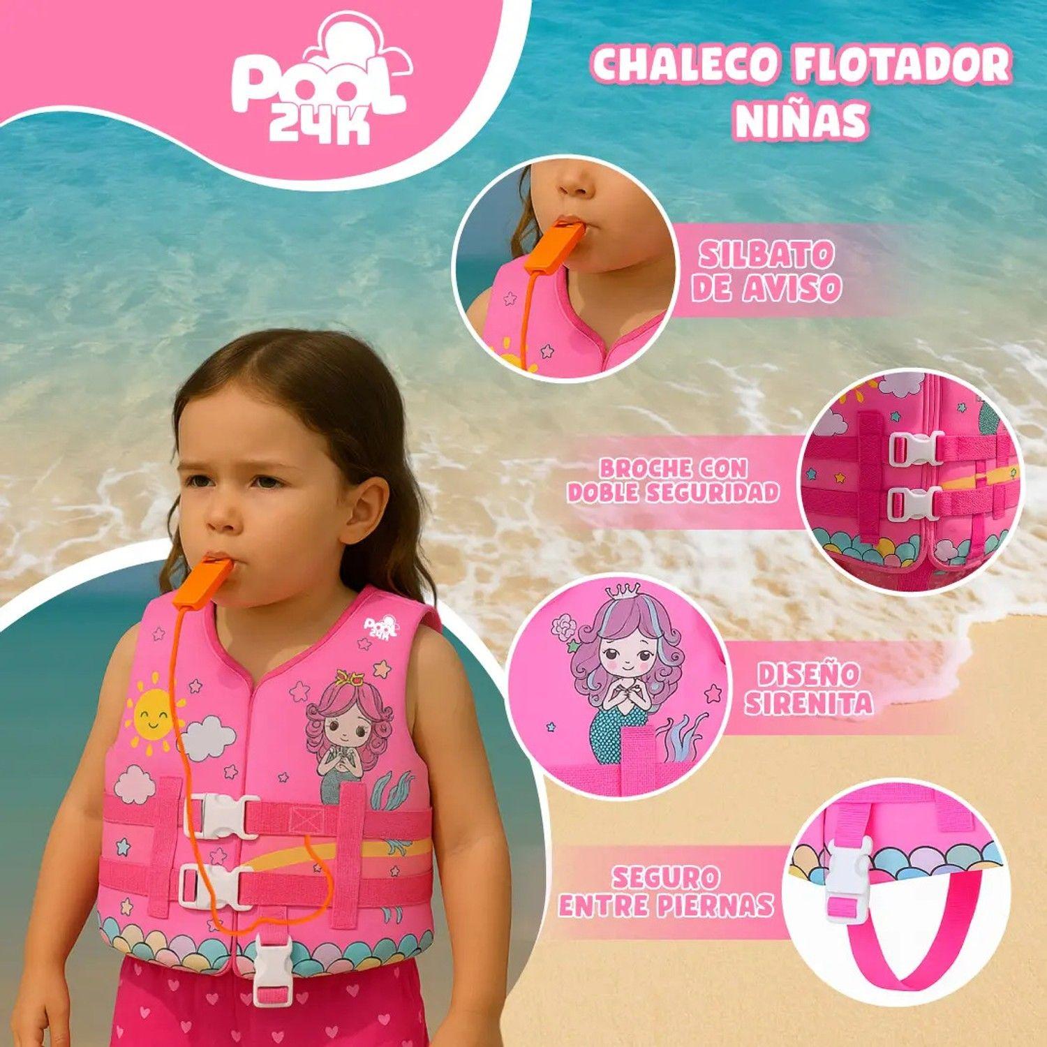 Chaleco Flotador Niñas Sirenita Natación Seguridad Piscina-2