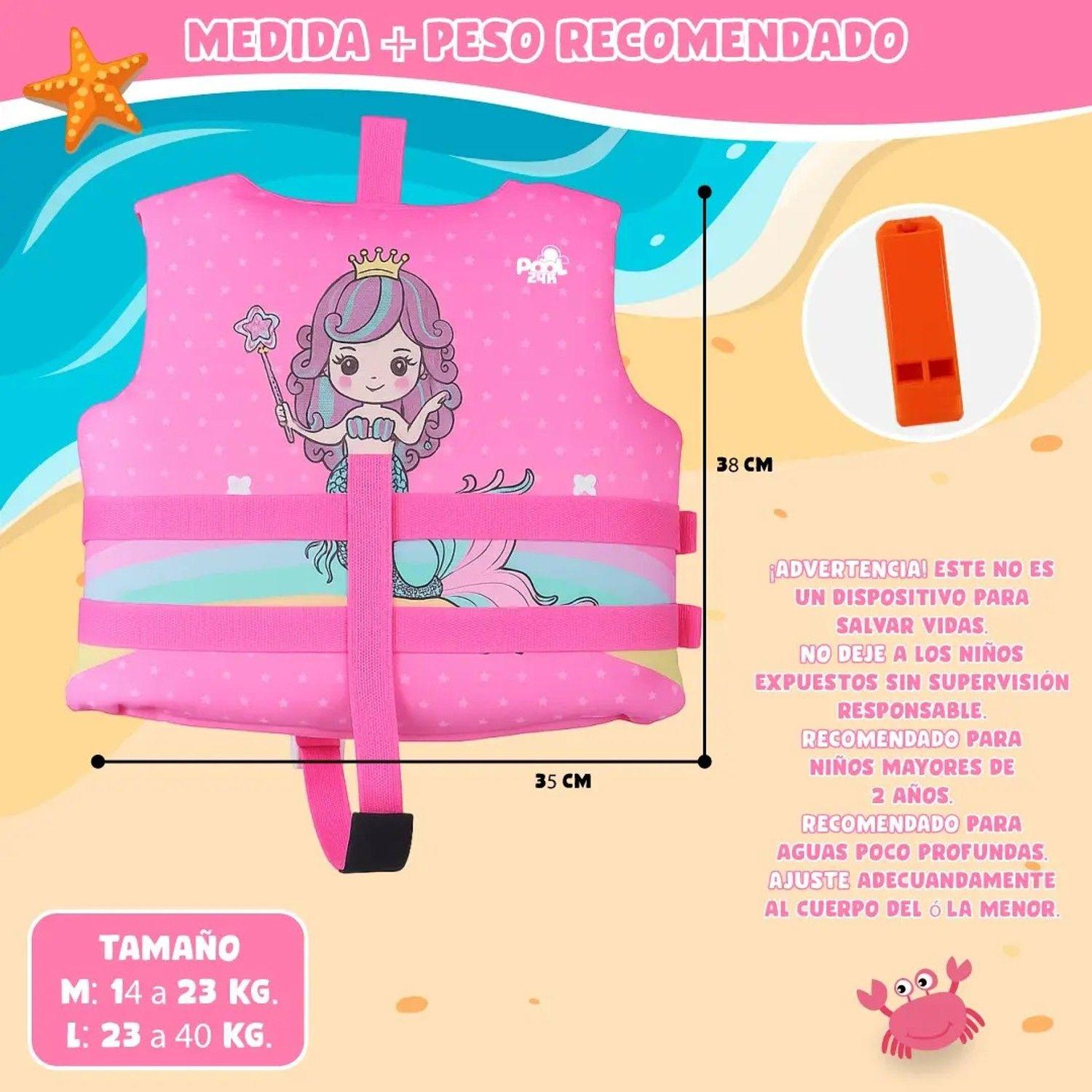 Chaleco Flotador Niñas Sirenita Natación Seguridad Piscina-3