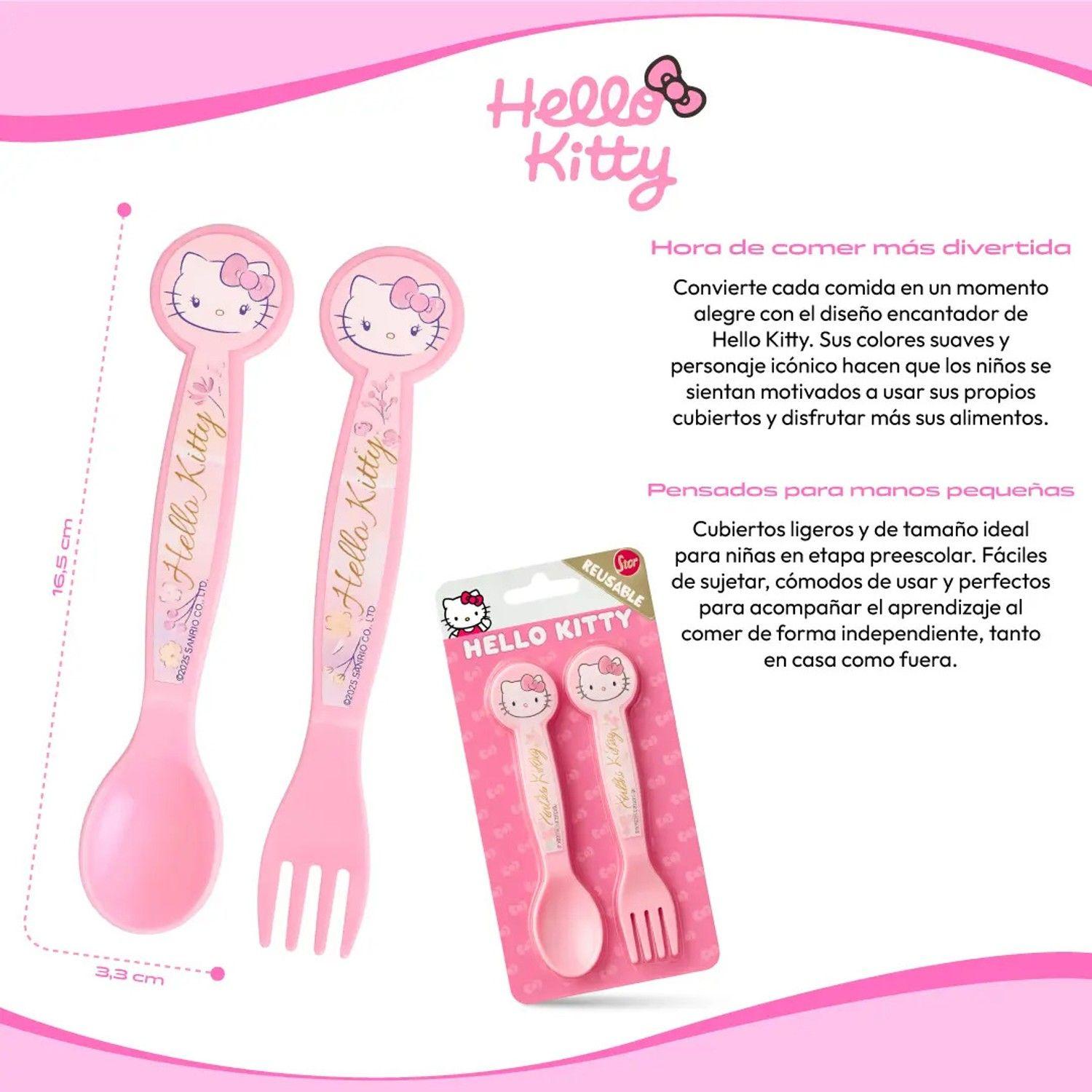 Cubiertos Hello Kitty Set X2 Original Reutilizables Niños-2