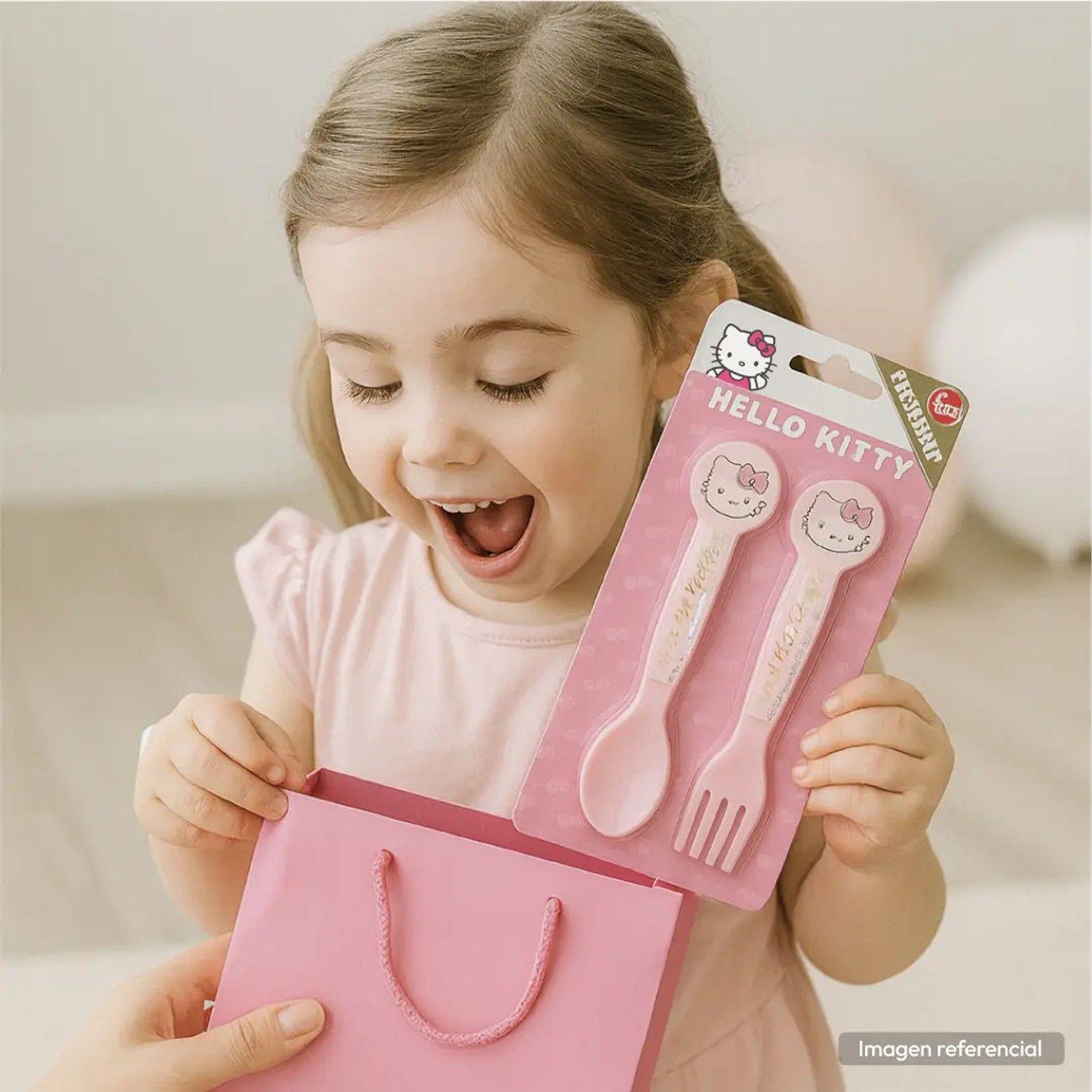 Cubiertos Hello Kitty Set X2 Original Reutilizables Niños-3
