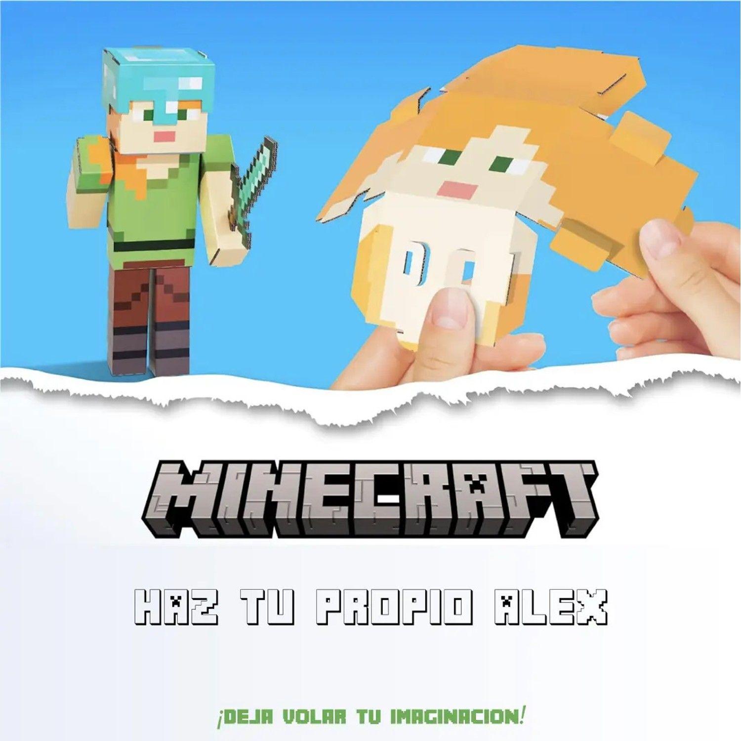 Minecraft Alex Figura Armable Cartón Kit Original Niños-2