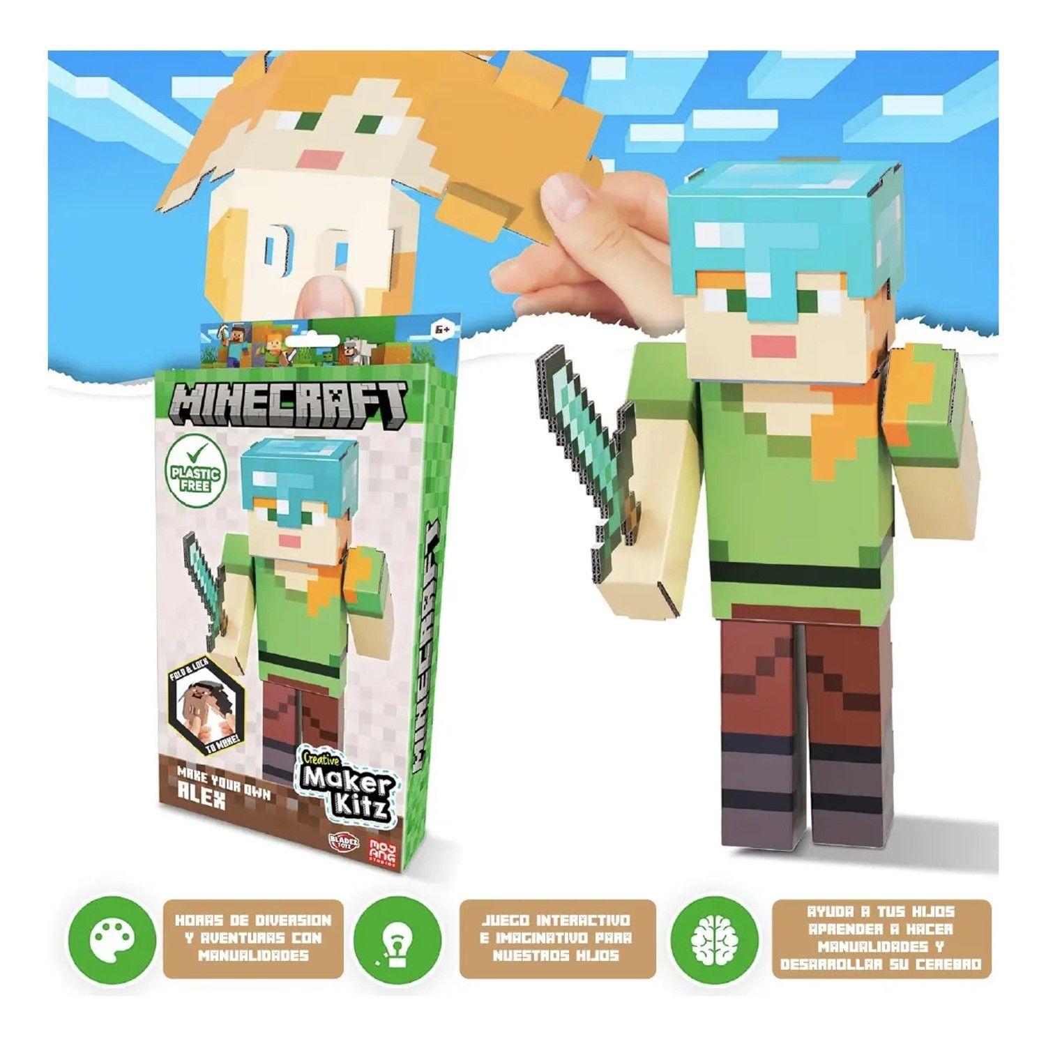 Minecraft Alex Figura Armable Cartón Kit Original Niños-4