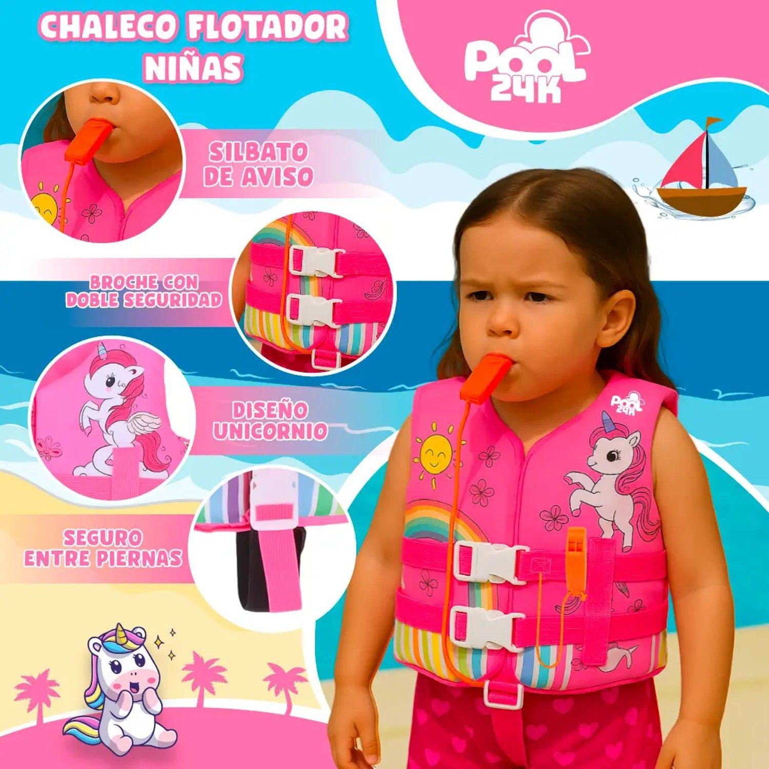 Chaleco Flotador Niñas Unicornio Natación Seguridad Piscina-2