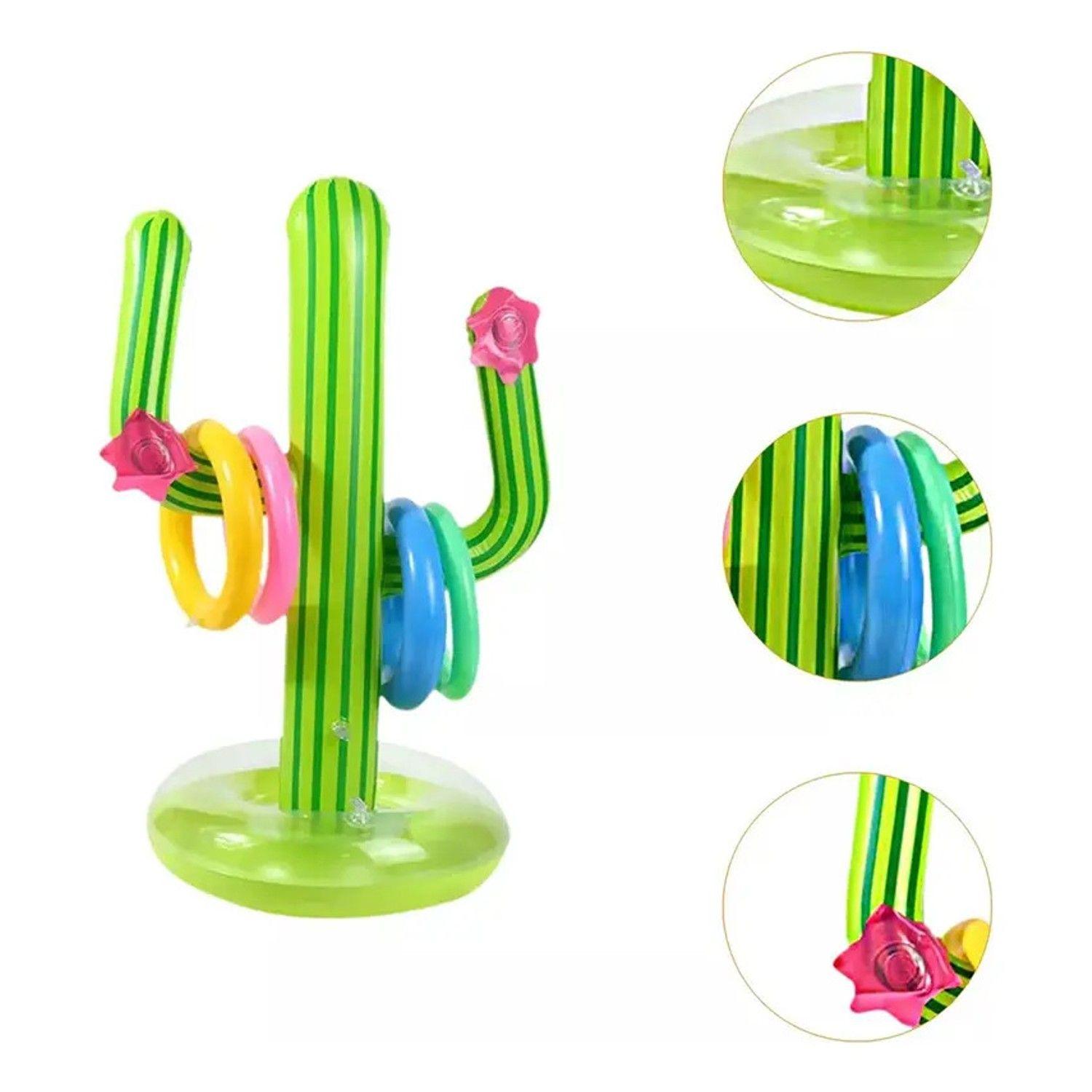 Juego Cactus Inflable Lanzamiento Anillos Piscina Pool24k-2