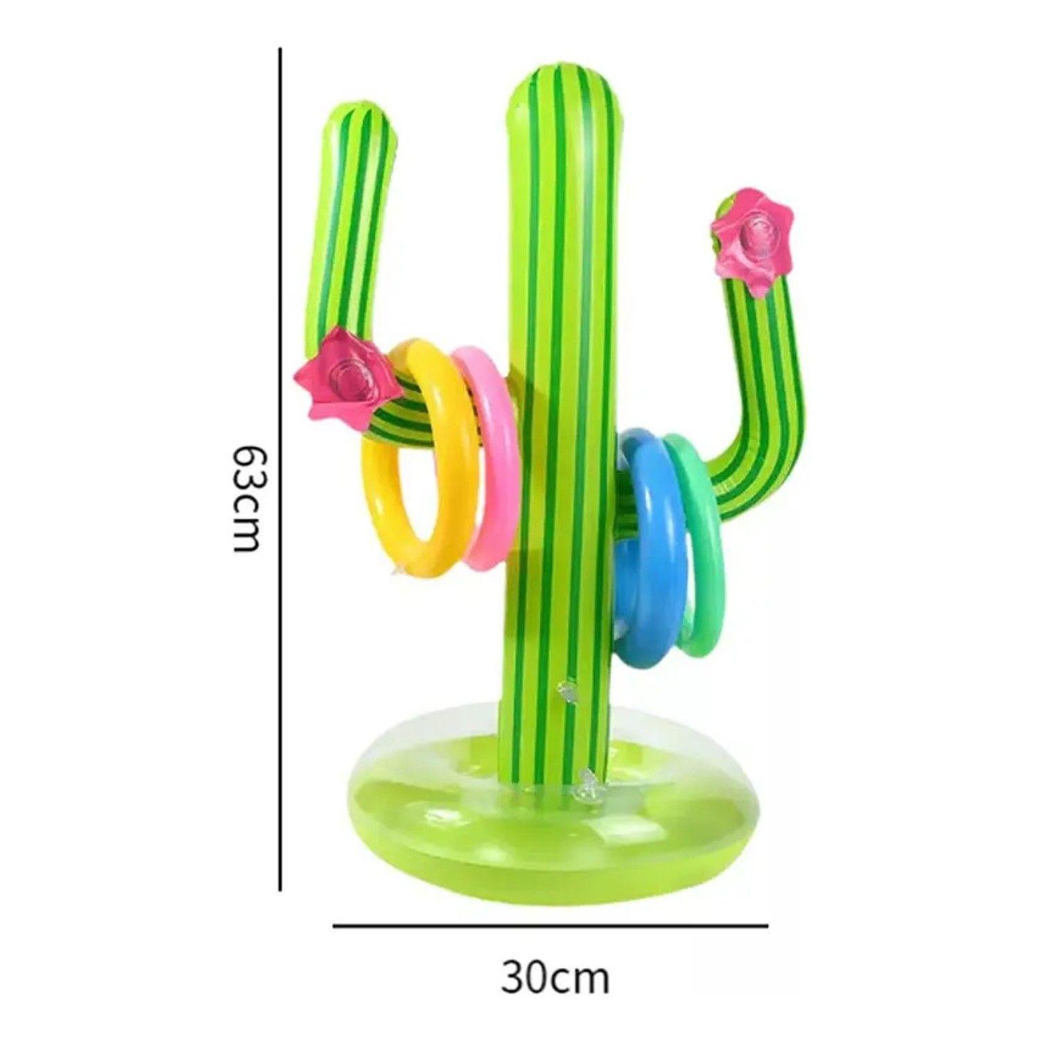 Juego Cactus Inflable Lanzamiento Anillos Piscina Pool24k-3