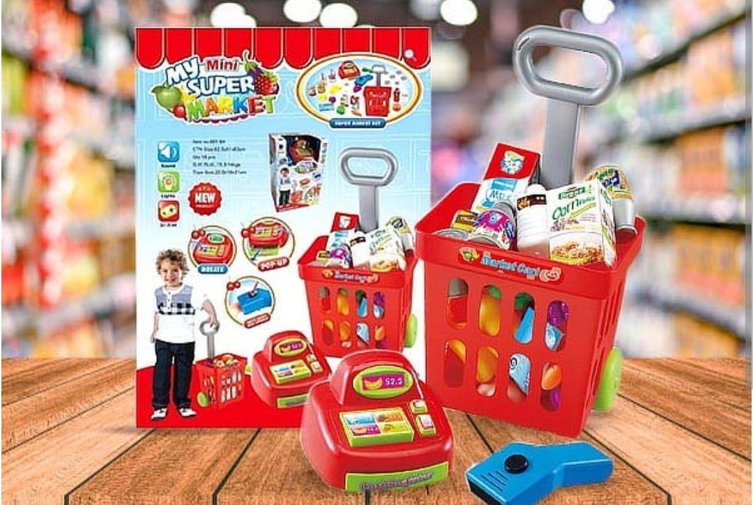 Caja Registradora Mini Carrito De Supermercado Juegos Niños-2