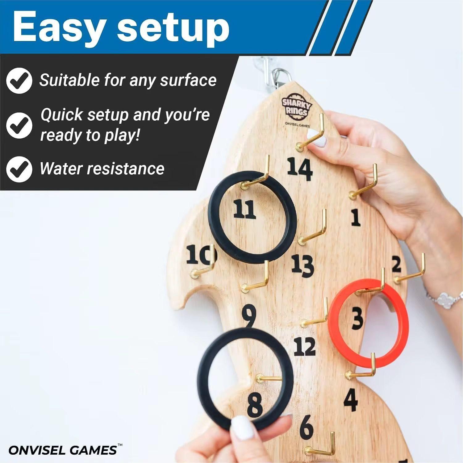 Juego De Lanzamiento Argollas Tira Aros Pared Tiburon-2