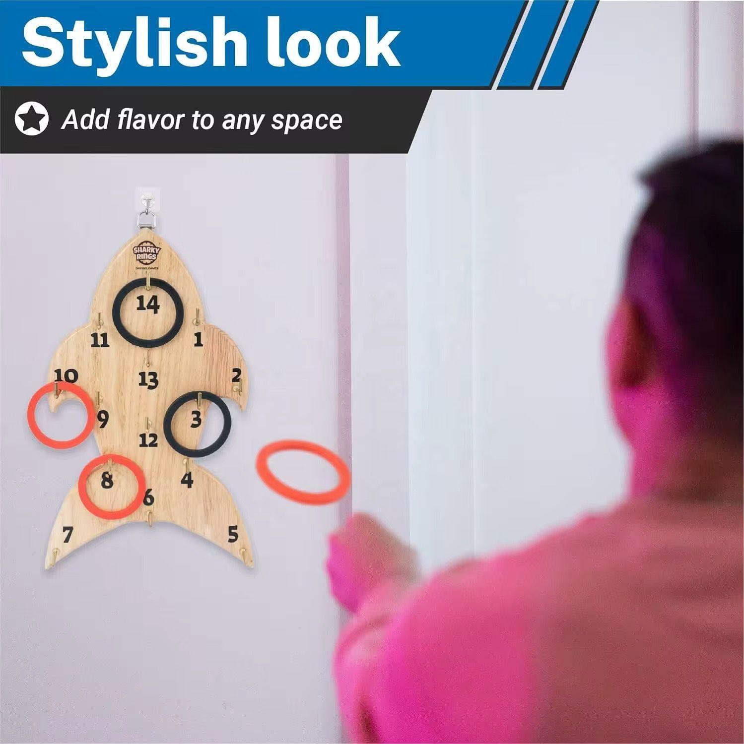 Juego De Lanzamiento Argollas Tira Aros Pared Tiburon-3