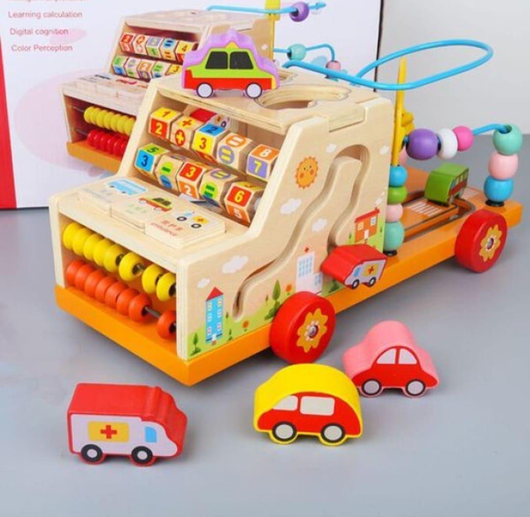Camión Multifuncional Juego Didáctico Madera Bebe-niños-4