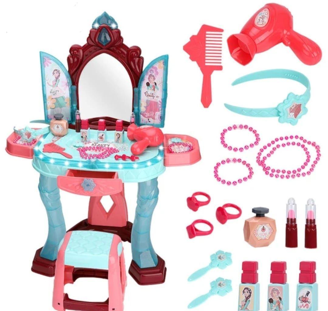 Tocador Para Niñas Peinadora Mágico Con Accesorios - Silla-3