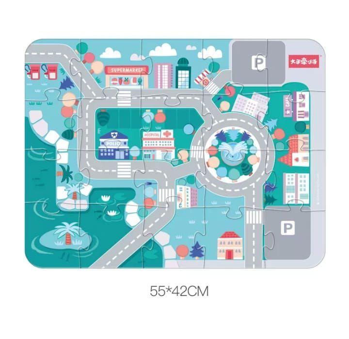 Juguete Didáctico Ciudad Bloques Construcción Madera Niños-2