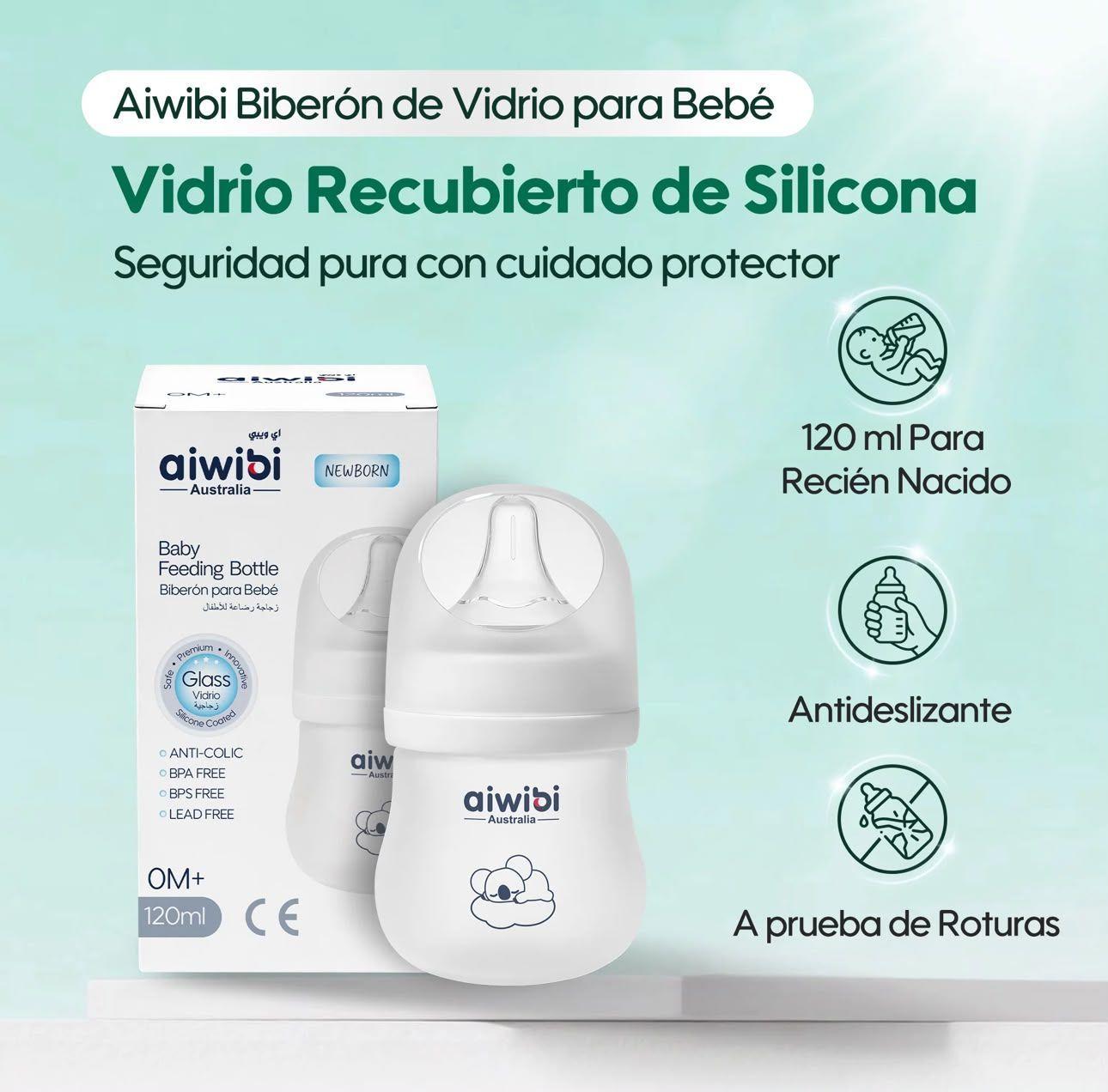 Mamadera Antic lico De Vidrio Silicona Aiwibi 180ml-4