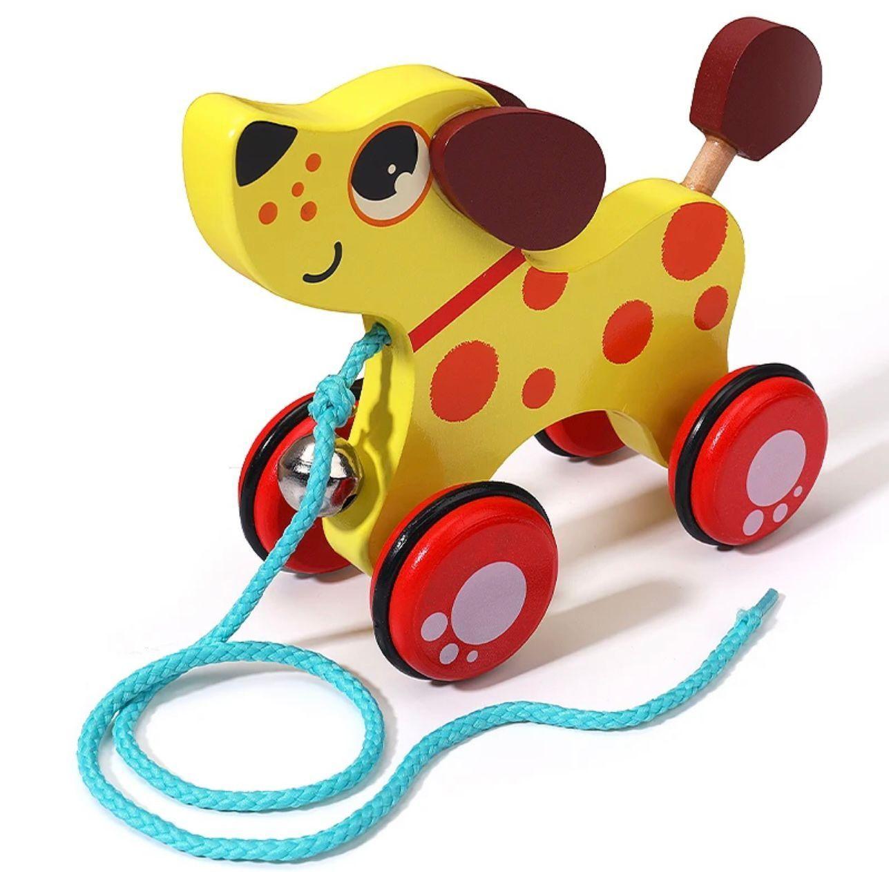 Juguete Animalitos De Arrastre sonajero Madera Juego Perrito-0