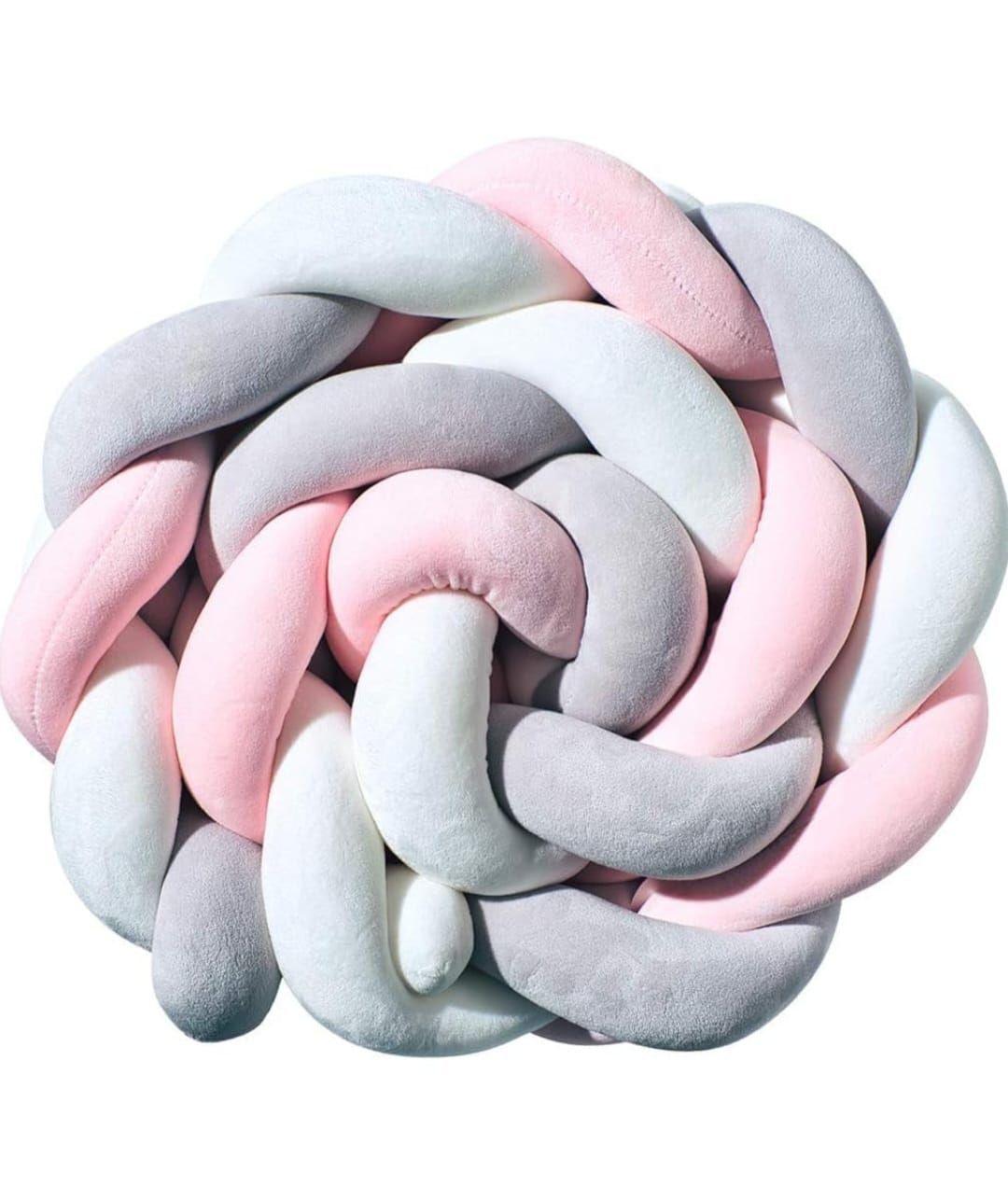 Trenza Cojin Seguridad Para Cuna Bebes Proteccion Rosado-0