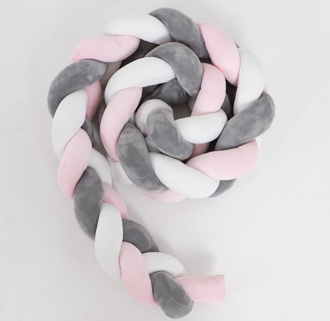 Trenza Cojin Seguridad Para Cuna Bebes Proteccion Rosado-2