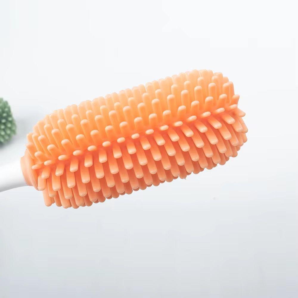 Cepillo Limpia Mamadera Botellas Y Vasos Silicona Naranja-4