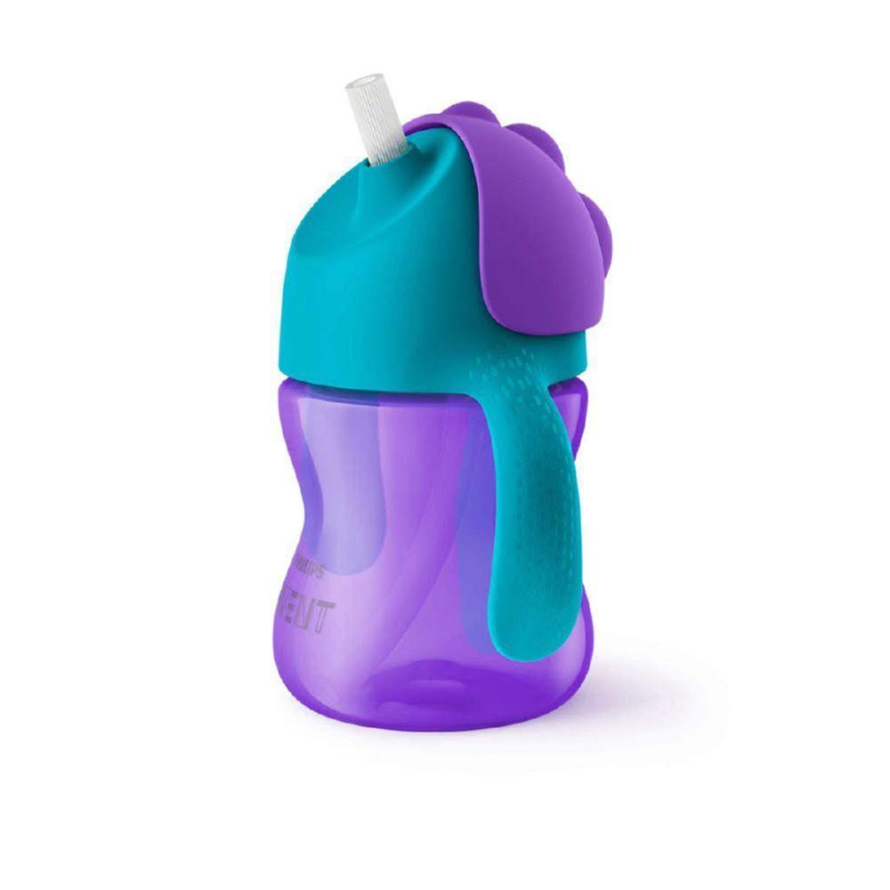 Vaso con bombilla y asas Morado 200ml Avent-0