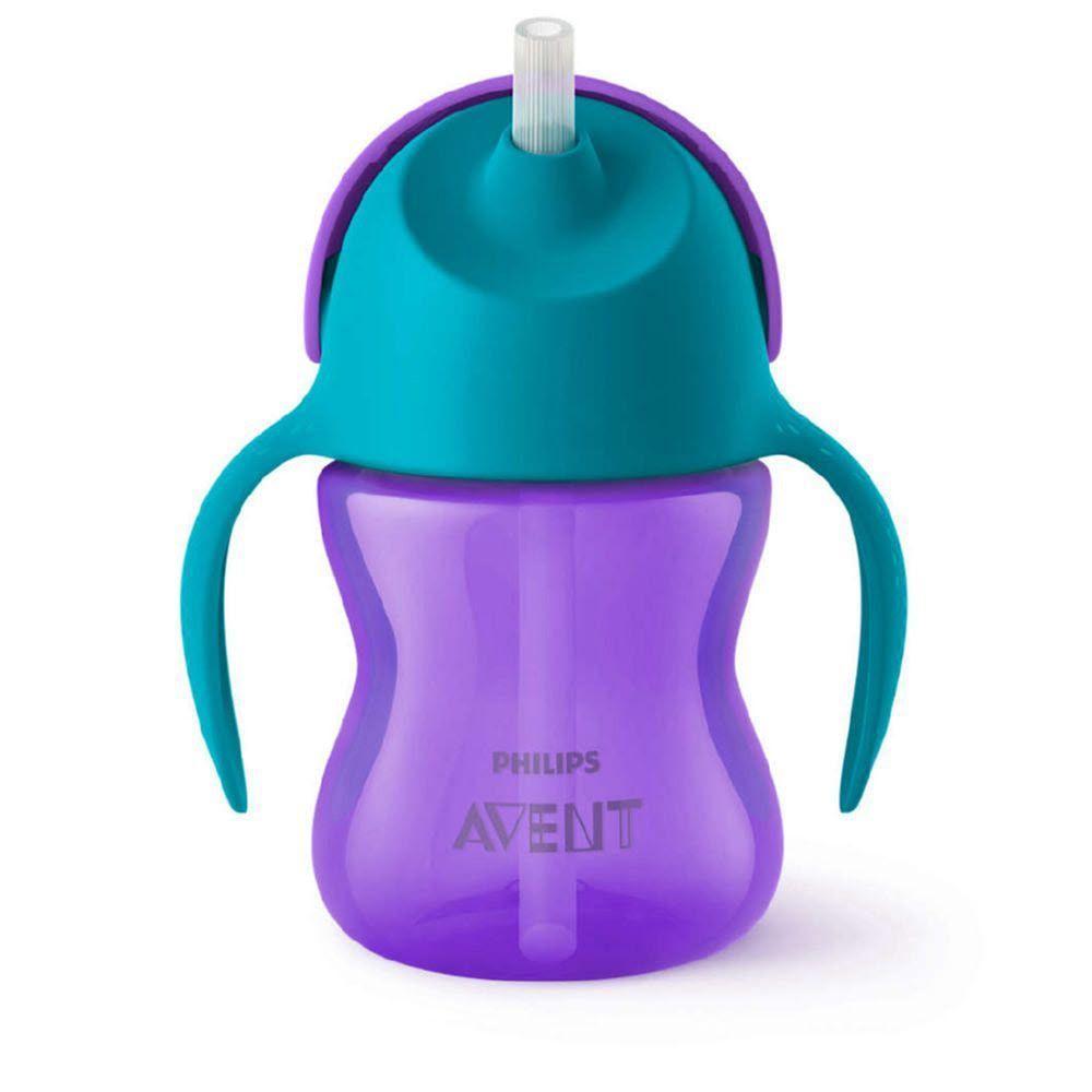 Vaso con bombilla y asas Morado 200ml Avent-2