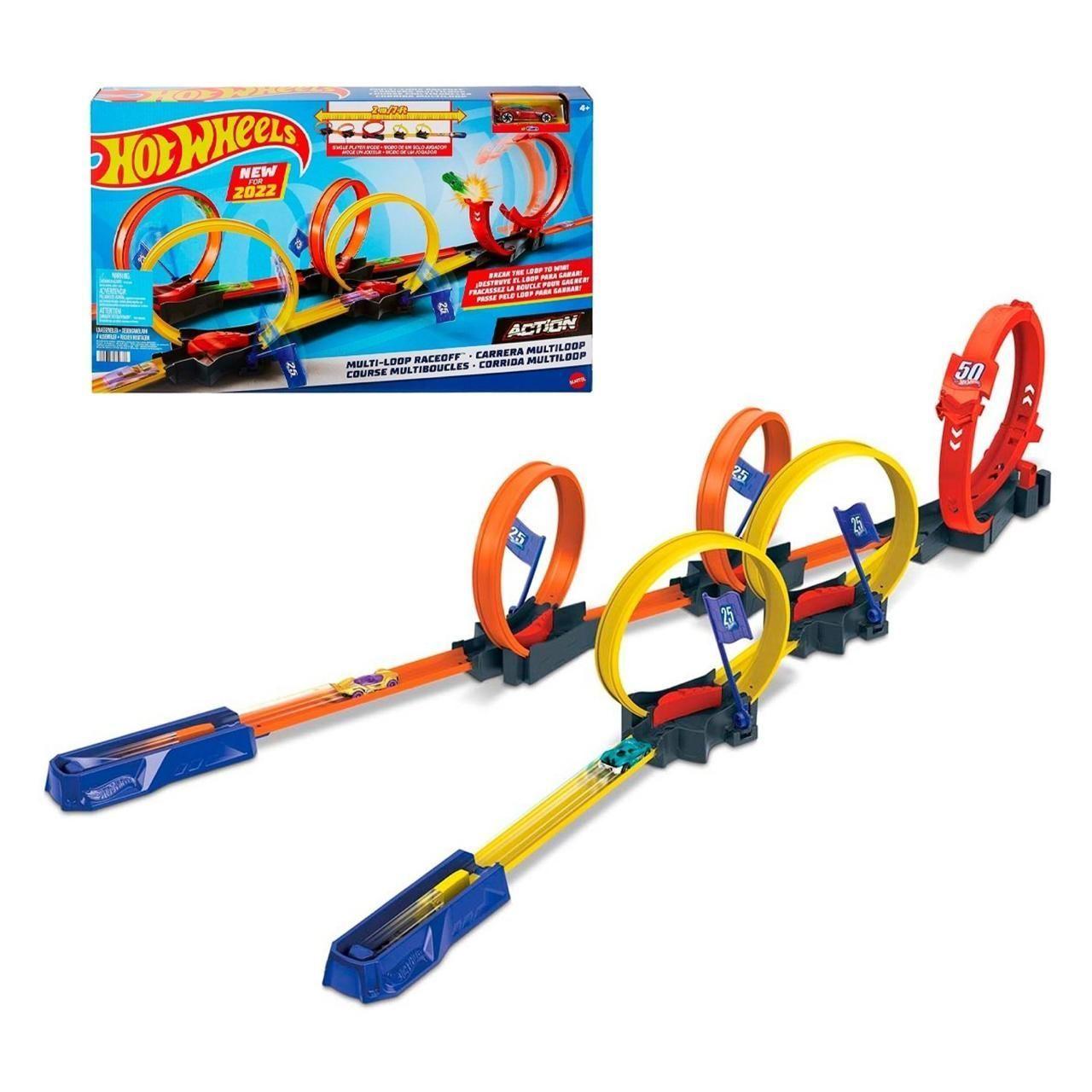 Pista Hot Wheels Multi Loop Stunt Tracks Incluye Auto-0