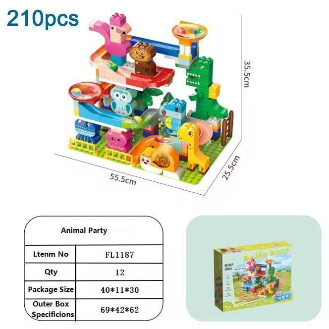 Juego De Bloques Armables Animales De Selva Tobog n 210 Pzs-2