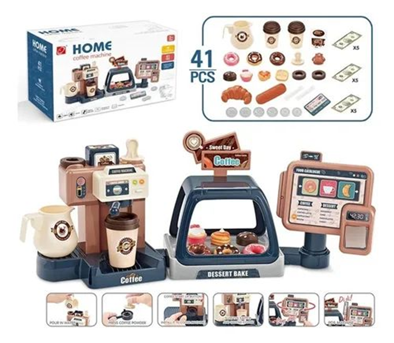 Juguete Cafetería 3 En 1 Registradora Cafetera Y Pasteles-2