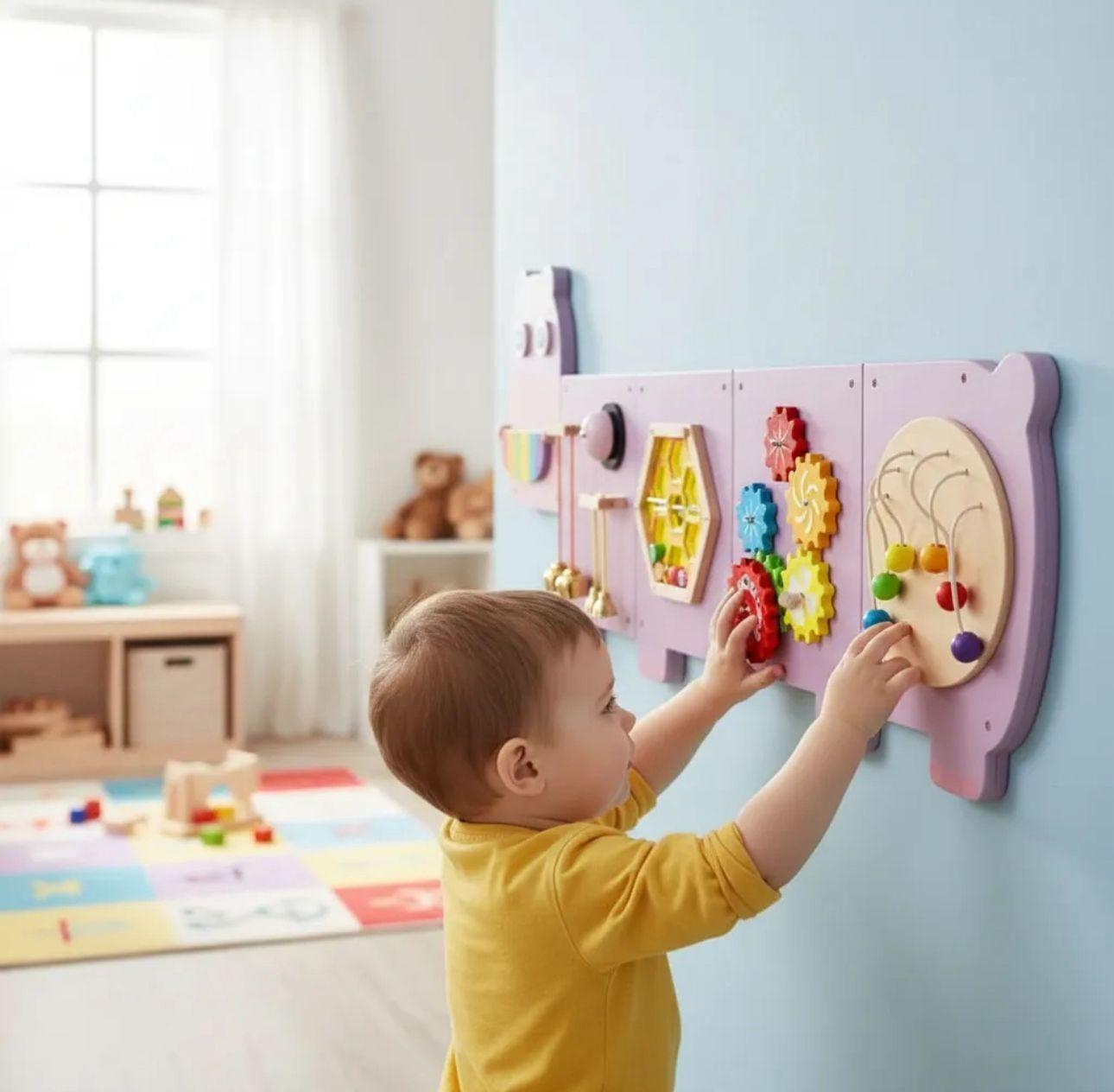 Juego Sensorial Madera Ni o Panel Pared Hipopotamo Didactico-2