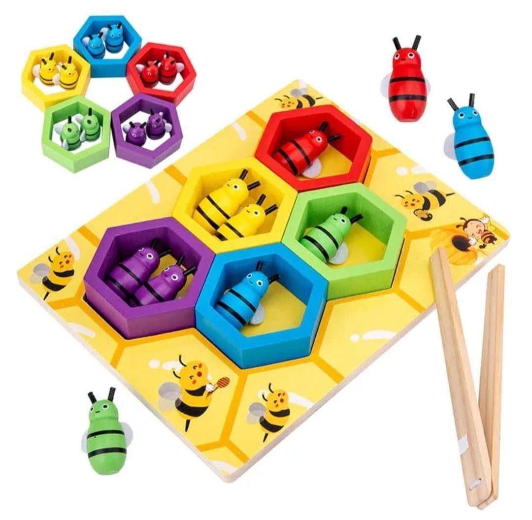 Juego Didactico Abejas Madera Motricidad Montessori-0
