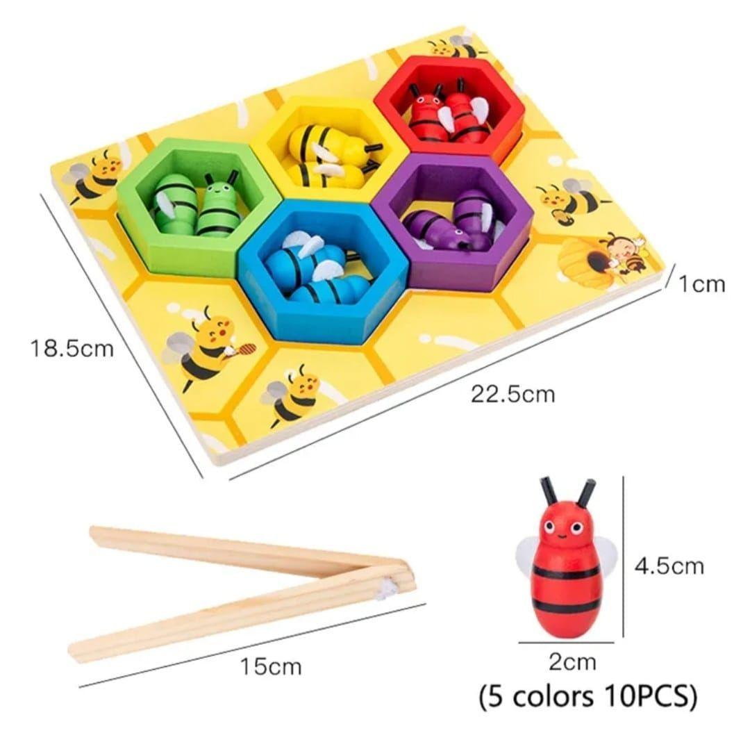 Juego Didactico Abejas Madera Motricidad Montessori-1