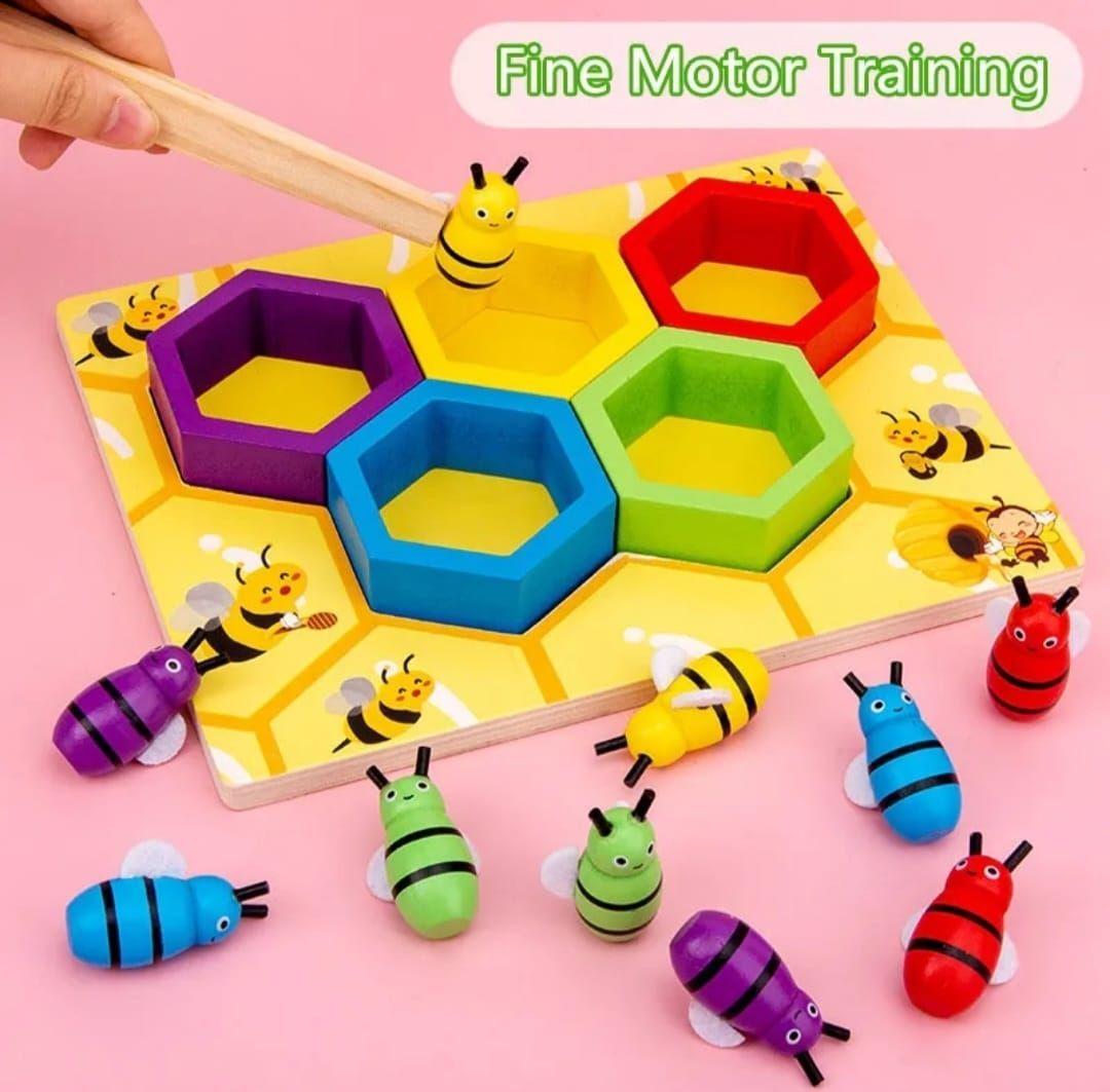 Juego Didactico Abejas Madera Motricidad Montessori-2
