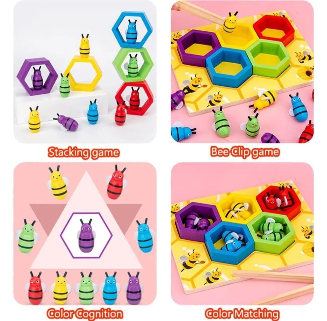 Juego Didactico Abejas Madera Motricidad Montessori-3