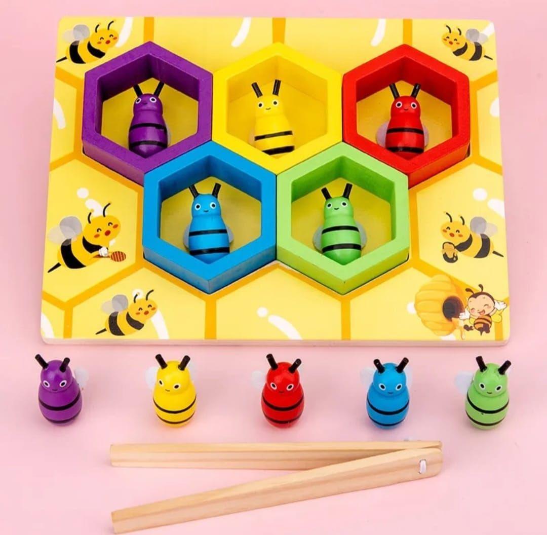 Juego Didactico Abejas Madera Motricidad Montessori-4