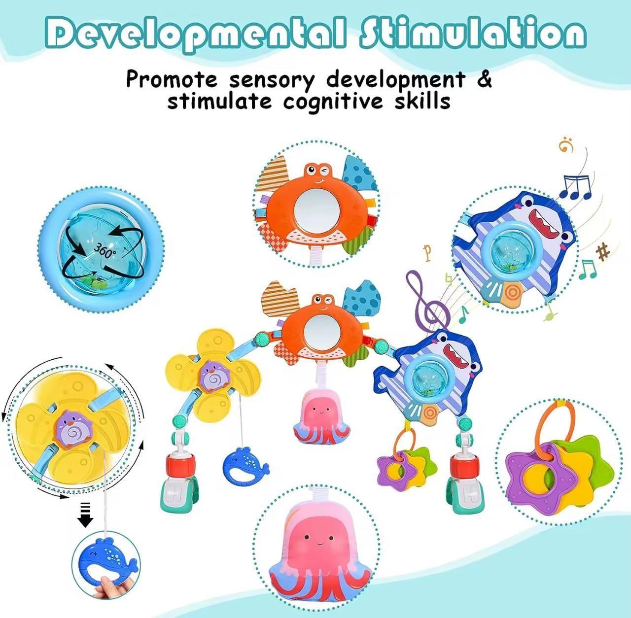 Arco Móvil Multiuso Estimulación Bebé Coche-cuna-sillas Animales marinos -2