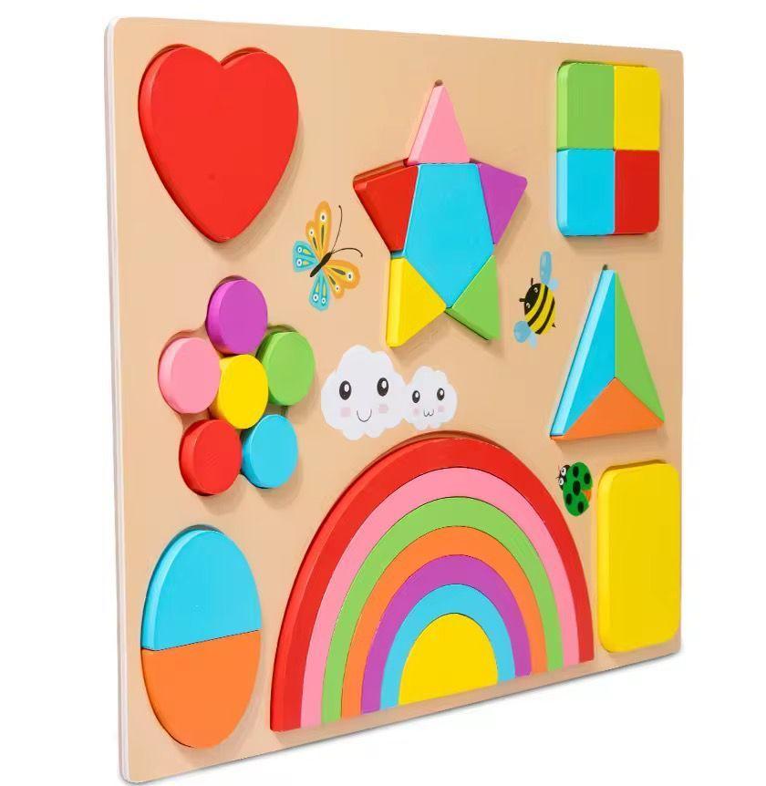 Juego De Encaje Madera Con Pizarra Multiusos-2